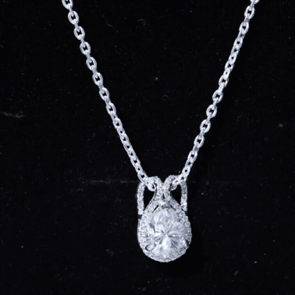 Certified 1.4 Carat Moissanite Teardrop Wedding Necklace with Silver Chain D-VS1 92.5 Sterling Silver - Rosec Jewels