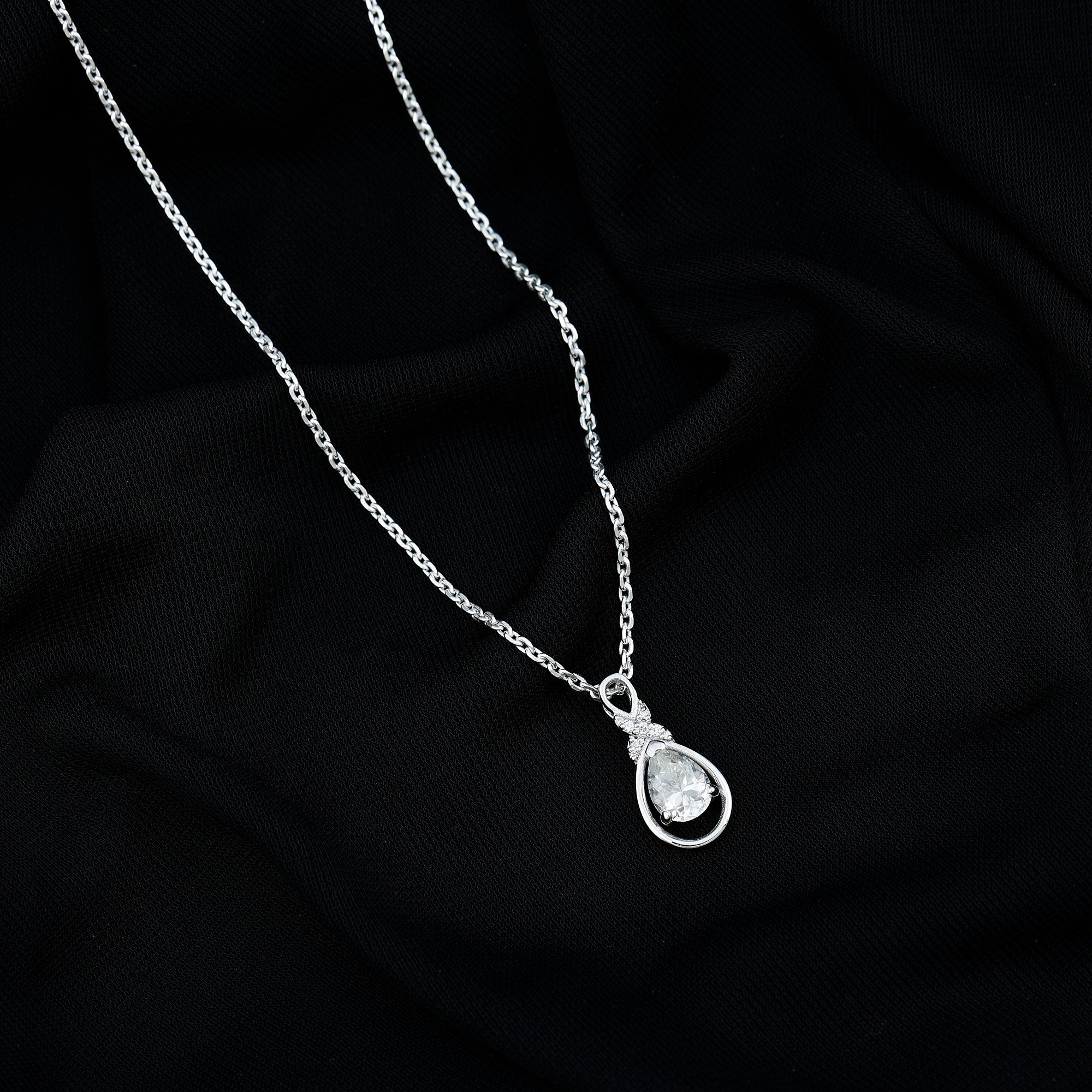 Certified 1.3 Carat Moissanite Bridal Drop Necklace with Silver Chain D-VS1 92.5 Sterling Silver - Rosec Jewels