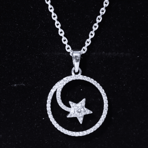 Certified Moissanite Shooting Star Necklace with Silver Chain D-VS1 92.5 Sterling Silver - Rosec Jewels