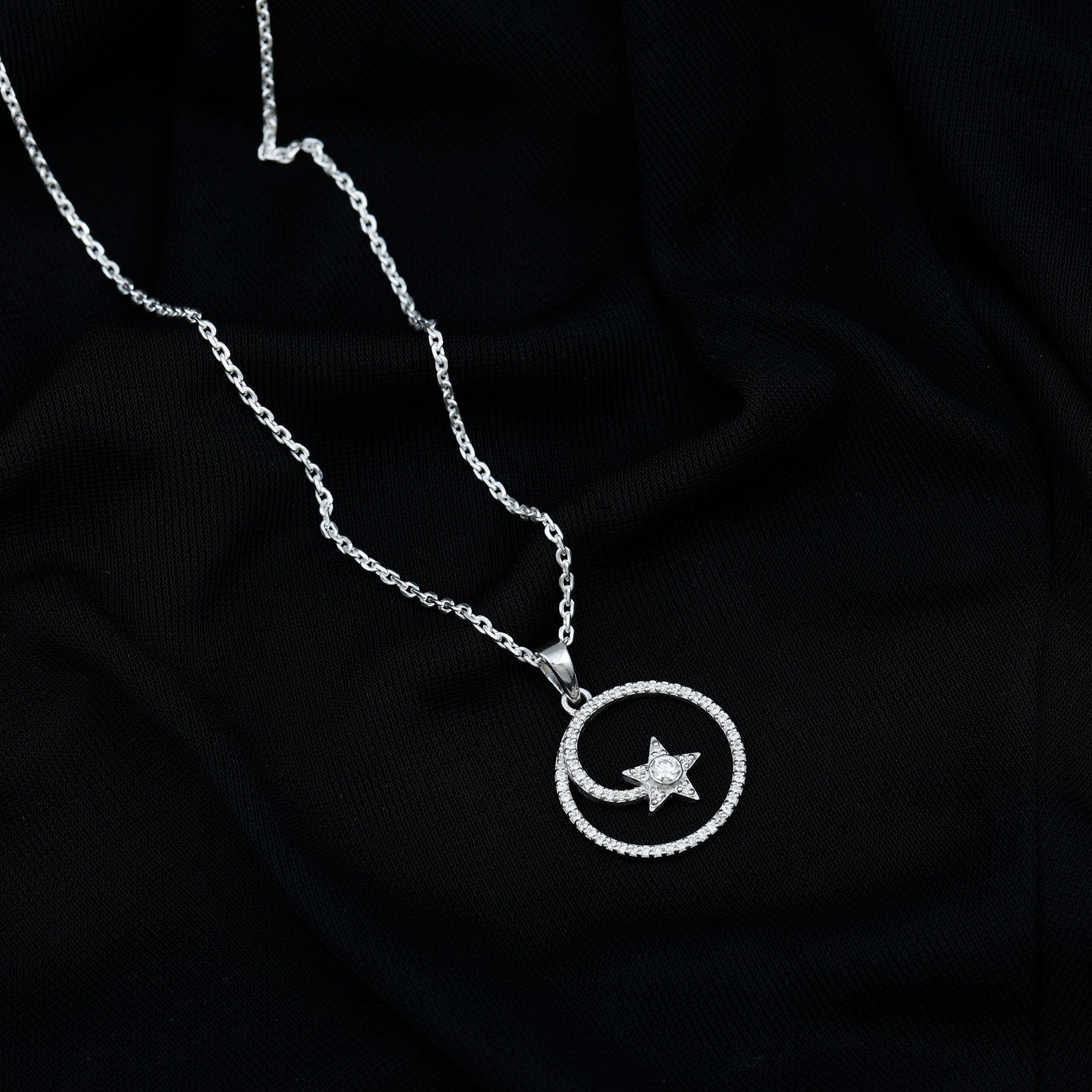 Certified Moissanite Shooting Star Necklace with Silver Chain D-VS1 92.5 Sterling Silver - Rosec Jewels