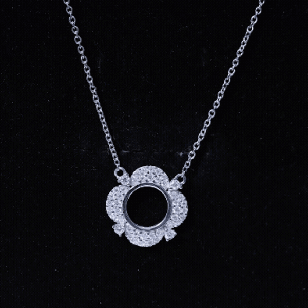Moissanite Flower Pendant Necklace With Silver Chain D-VS1 92.5 Sterling Silver - Rosec Jewels
