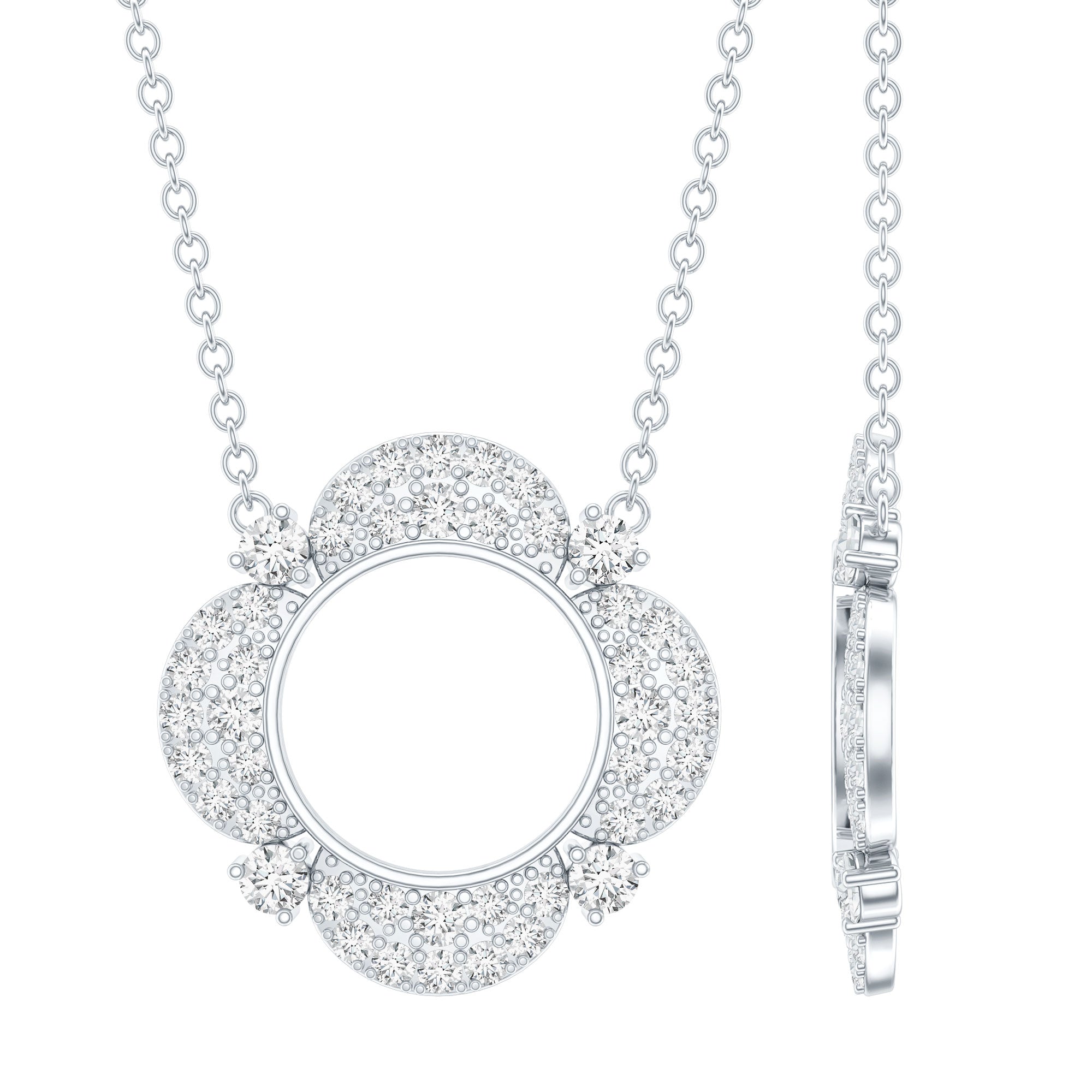 Moissanite Flower Pendant Necklace With Silver Chain D-VS1 92.5 Sterling Silver - Rosec Jewels