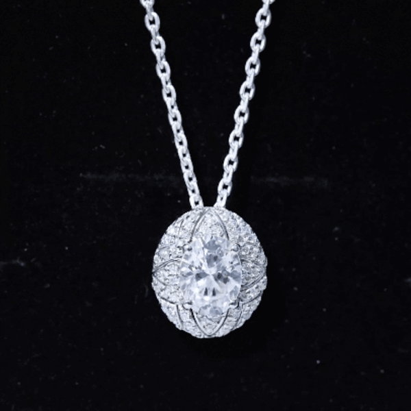 Art Deco Style 2 Carat Moissanite Designer Necklace with Silver Chain D-VS1 92.5 Sterling Silver - Rosec Jewels