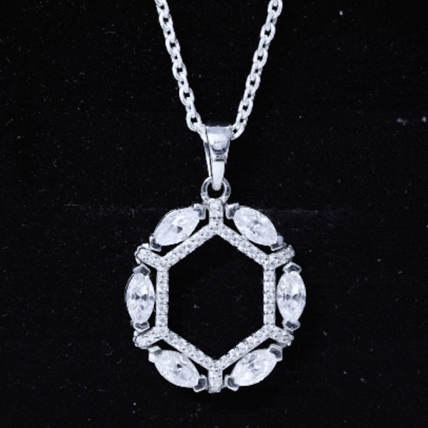 Womens Moissanite Designer Eternity Necklace with Silver Chain D-VS1 92.5 Sterling Silver - Rosec Jewels