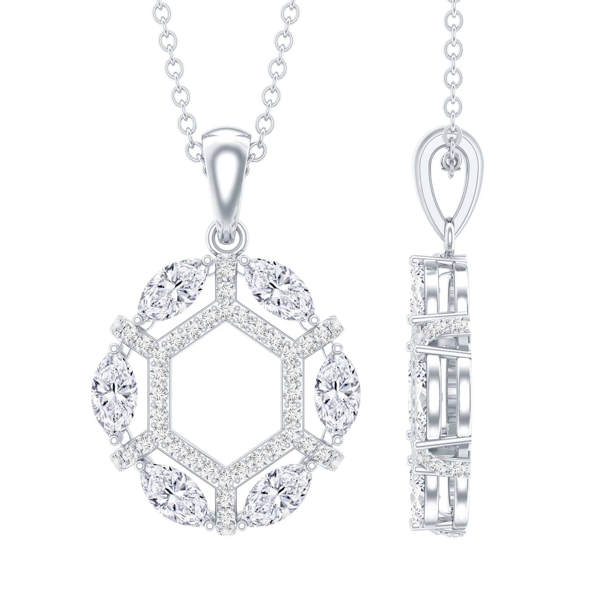 Womens Moissanite Designer Eternity Necklace with Silver Chain D-VS1 92.5 Sterling Silver - Rosec Jewels