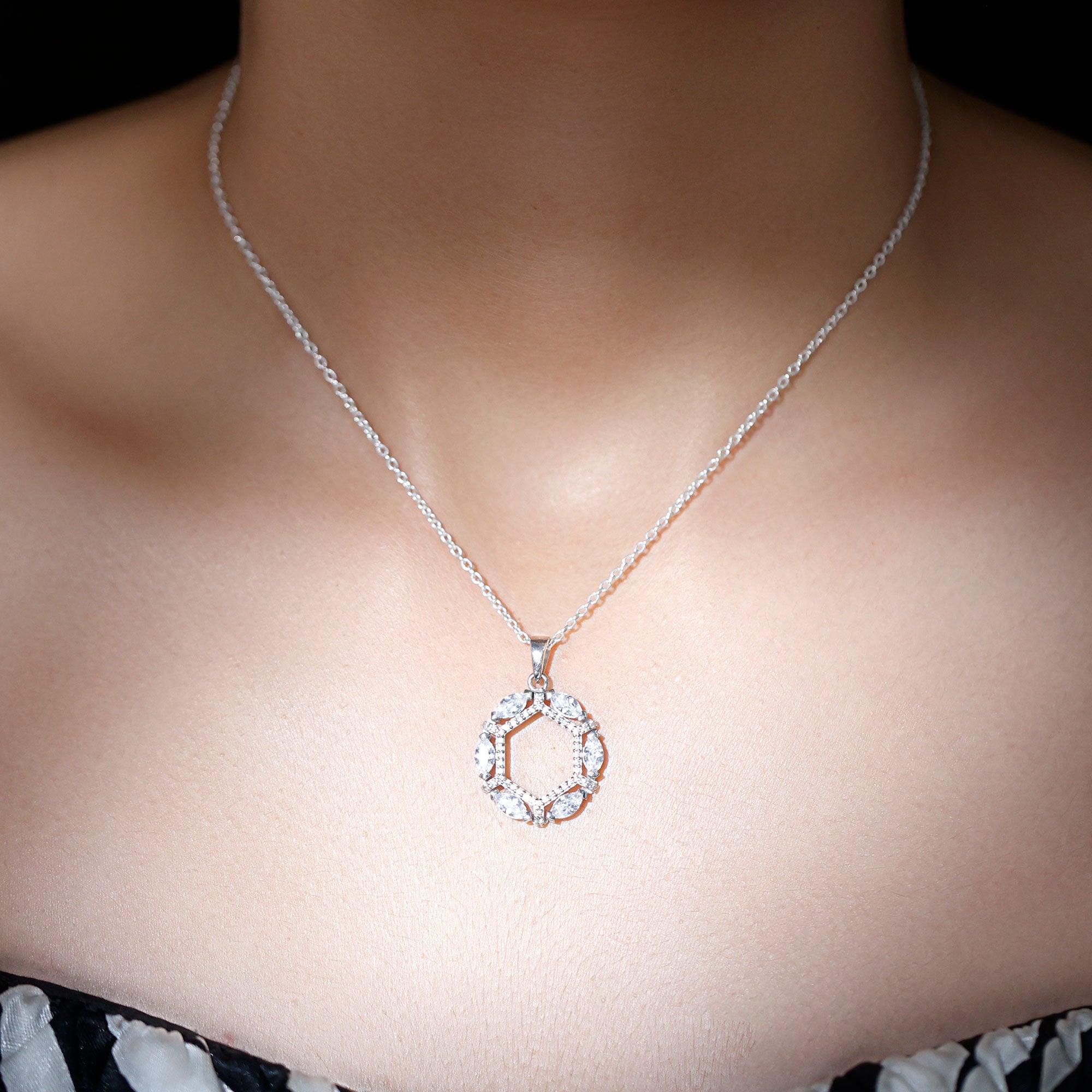 Womens Moissanite Designer Eternity Necklace with Silver Chain D-VS1 92.5 Sterling Silver - Rosec Jewels