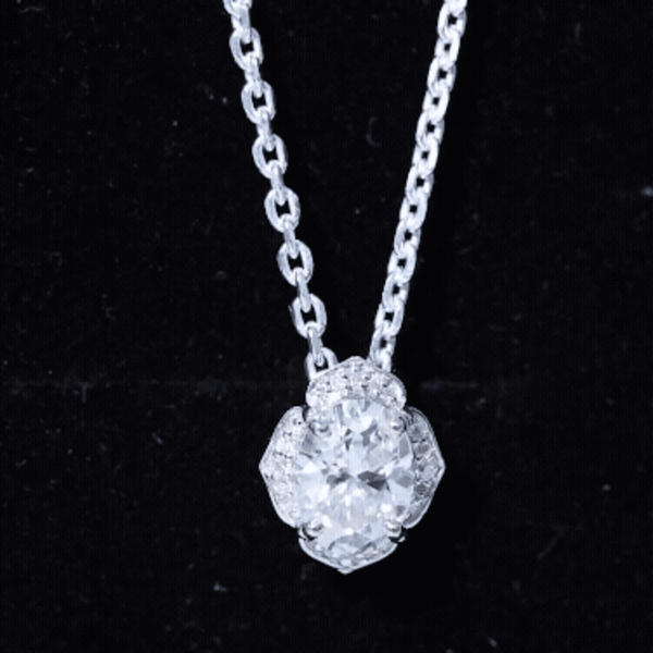 6X8 MM Moissanite Statement Necklace With Silver Chain D-VS1 92.5 Sterling Silver - Rosec Jewels