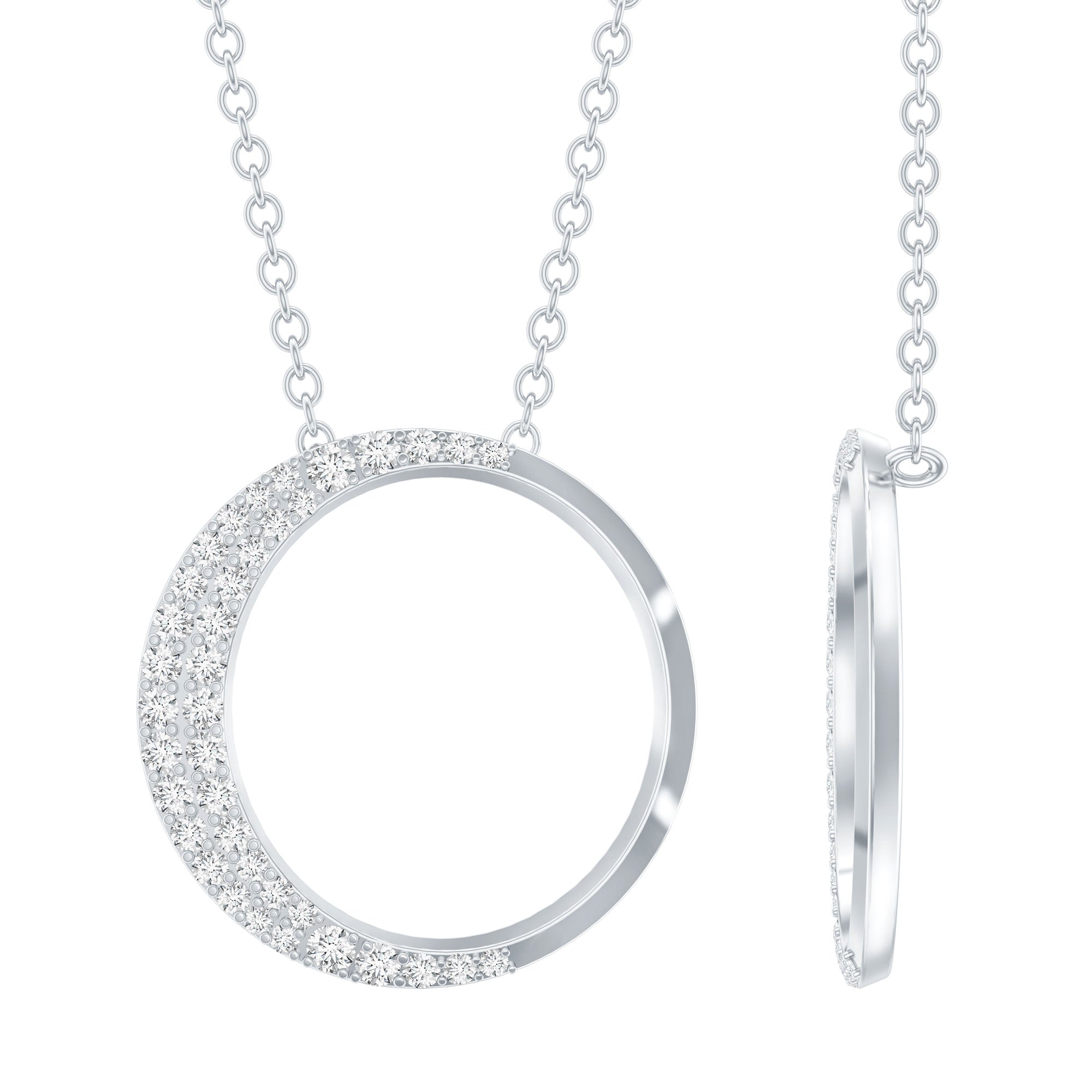 Moissanite Circle of Life Necklace with Silver Chain D-VS1 92.5 Sterling Silver - Rosec Jewels