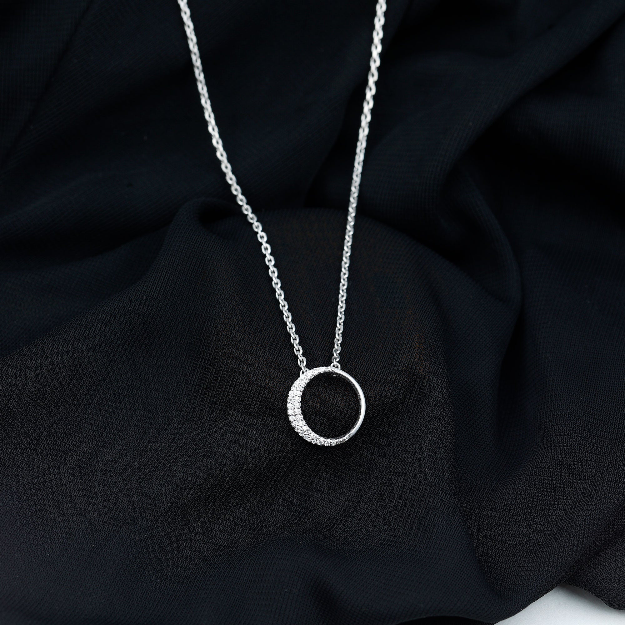 Moissanite Circle of Life Necklace with Silver Chain D-VS1 92.5 Sterling Silver - Rosec Jewels