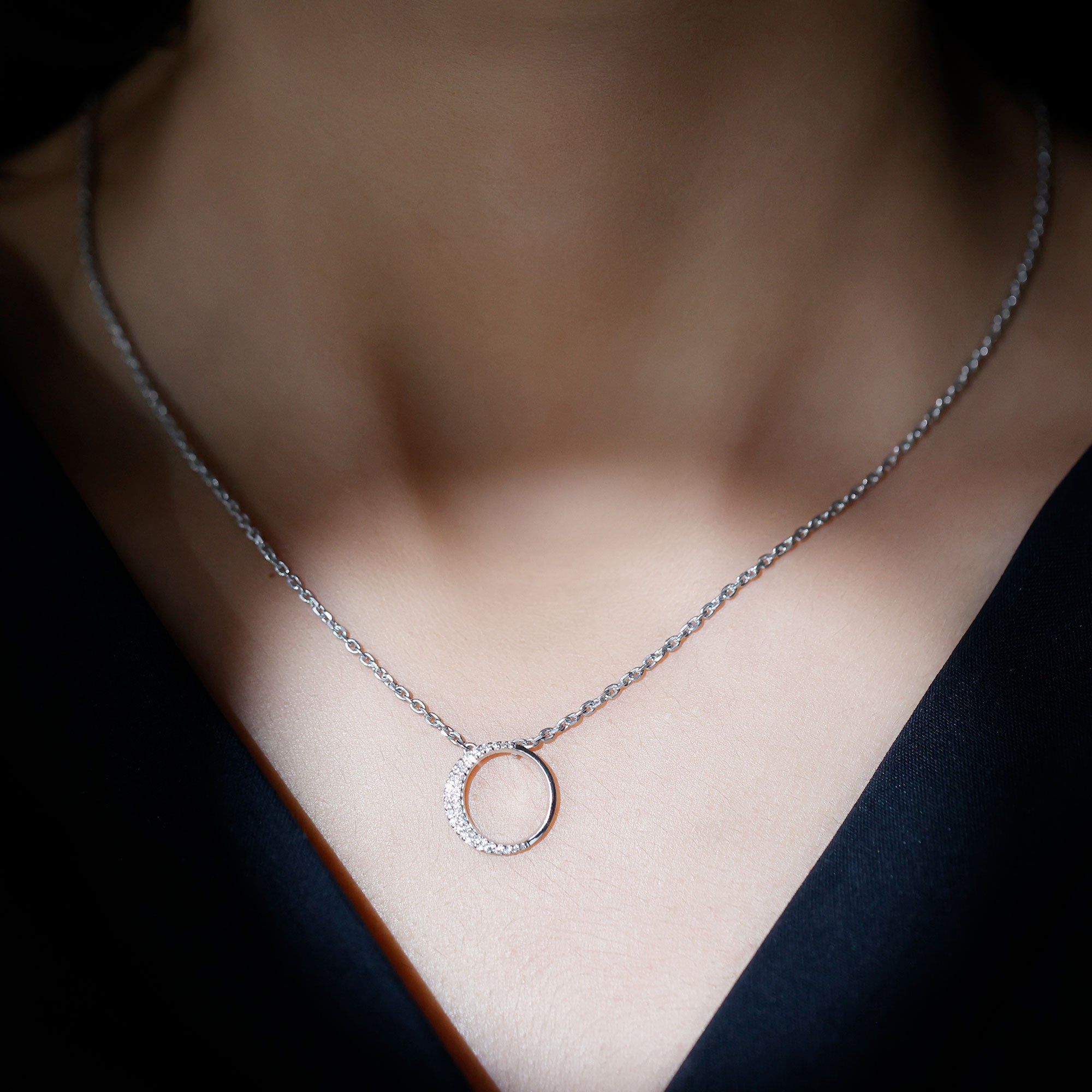 Moissanite Circle of Life Necklace with Silver Chain D-VS1 92.5 Sterling Silver - Rosec Jewels