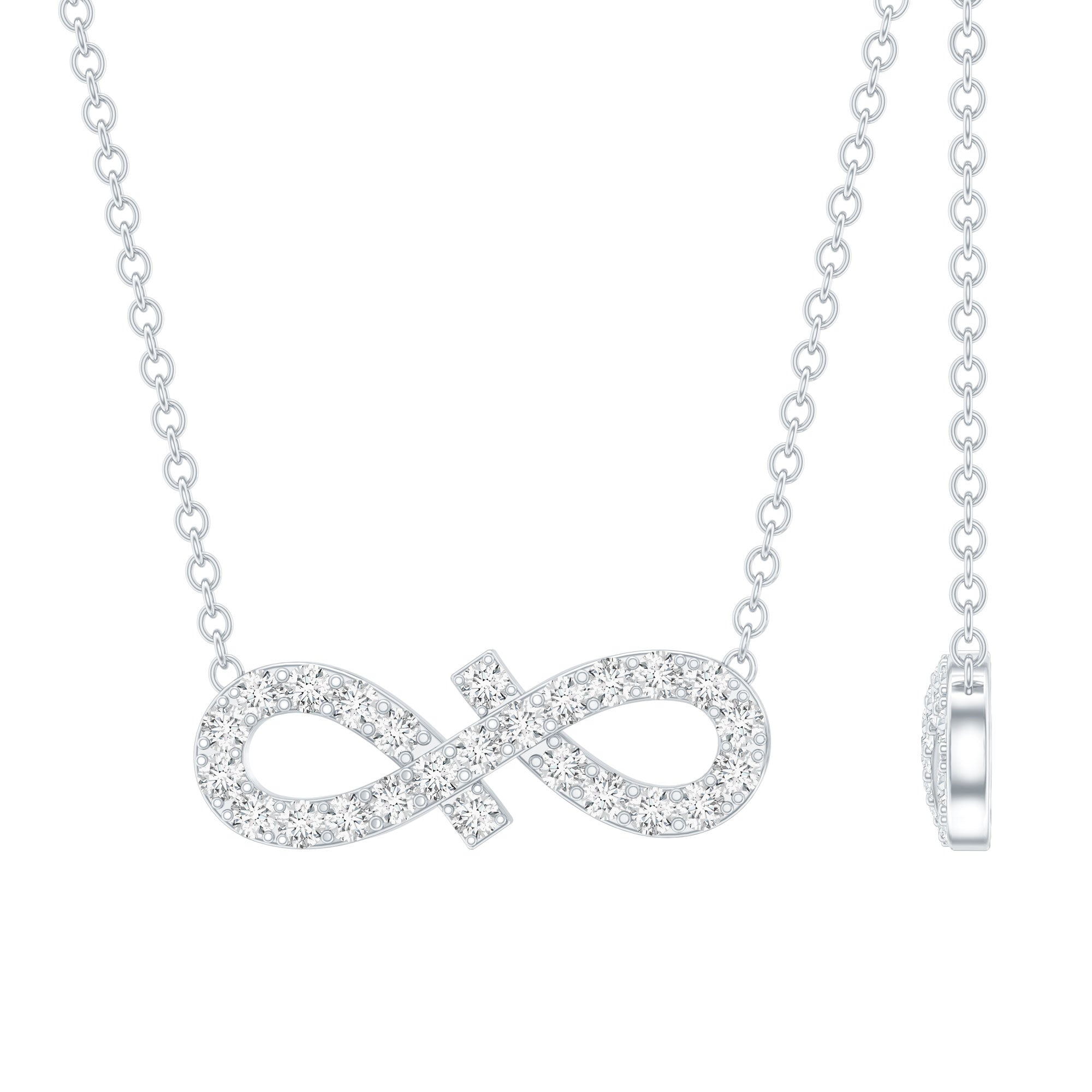 Moissanite Infinity Stackable Necklace in 14K Gold Plated Silver D-VS1 92.5 Sterling Silver - Rosec Jewels