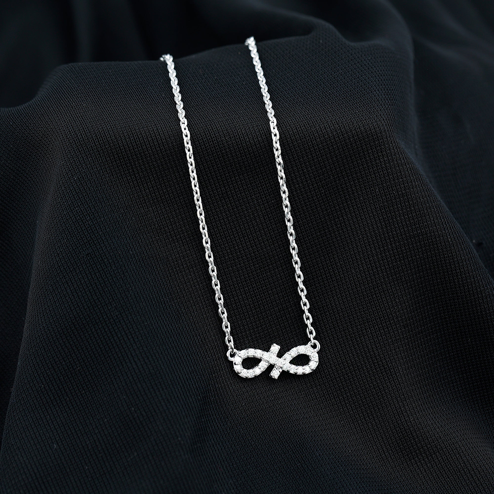 Moissanite Infinity Stackable Necklace in 14K Gold Plated Silver D-VS1 92.5 Sterling Silver - Rosec Jewels
