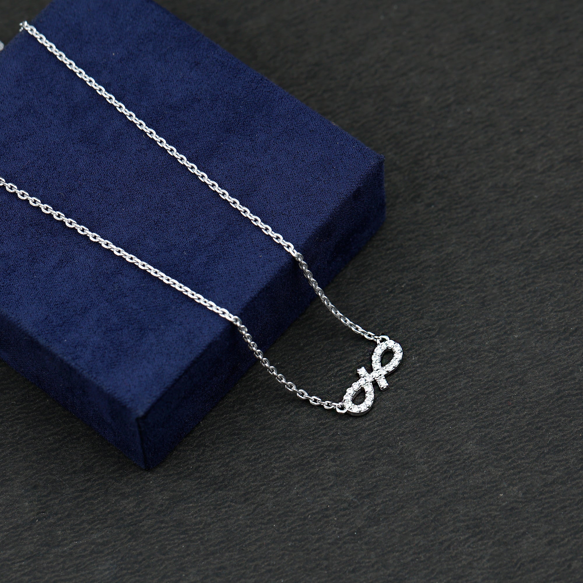 Moissanite Infinity Stackable Necklace in 14K Gold Plated Silver D-VS1 92.5 Sterling Silver - Rosec Jewels