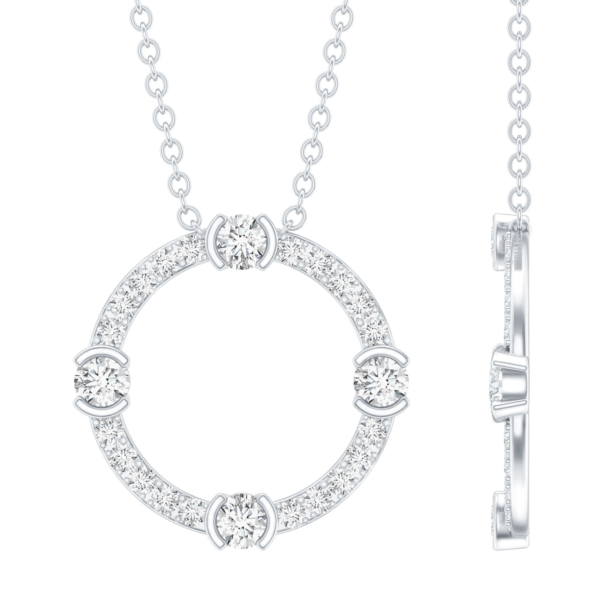 Sterling Silver Moissanite Eternity Necklace With Chain D-VS1 92.5 Sterling Silver - Rosec Jewels