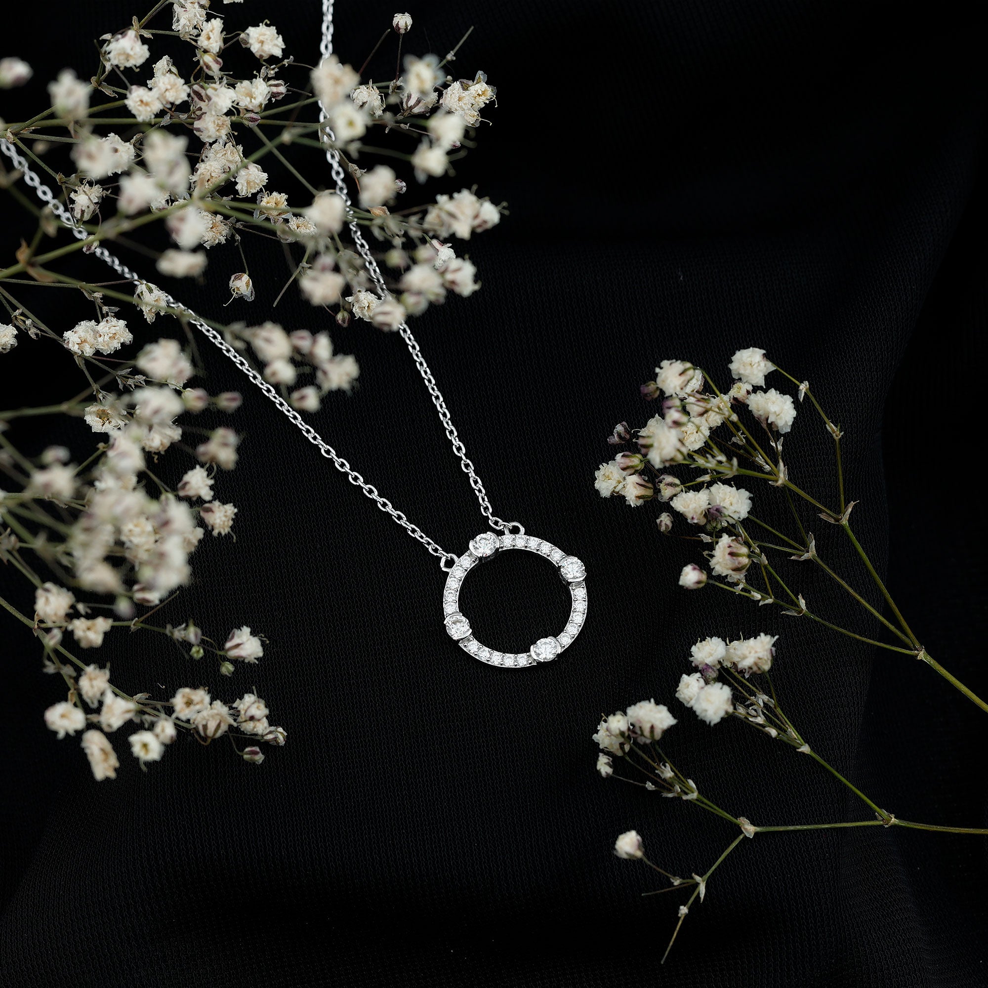 Sterling Silver Moissanite Eternity Necklace With Chain D-VS1 92.5 Sterling Silver - Rosec Jewels