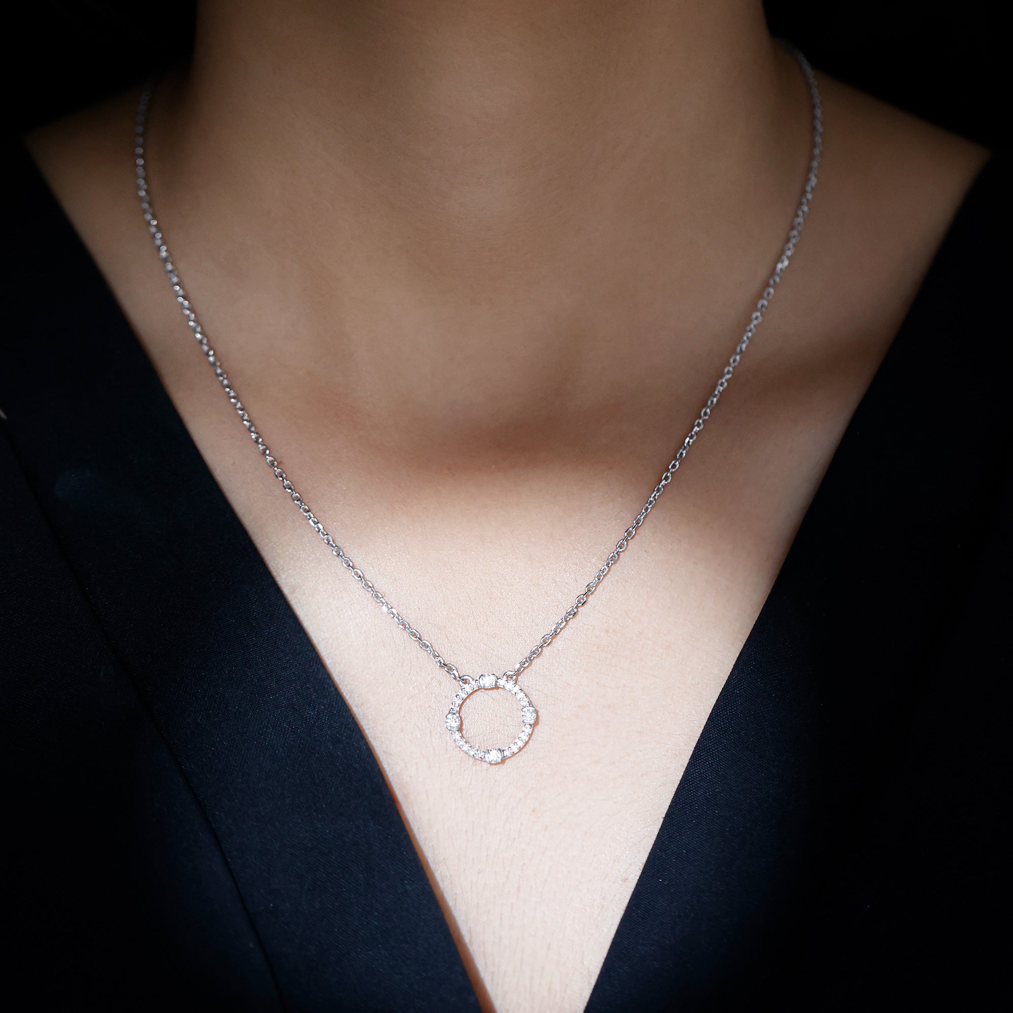 Sterling Silver Moissanite Eternity Necklace With Chain D-VS1 92.5 Sterling Silver - Rosec Jewels