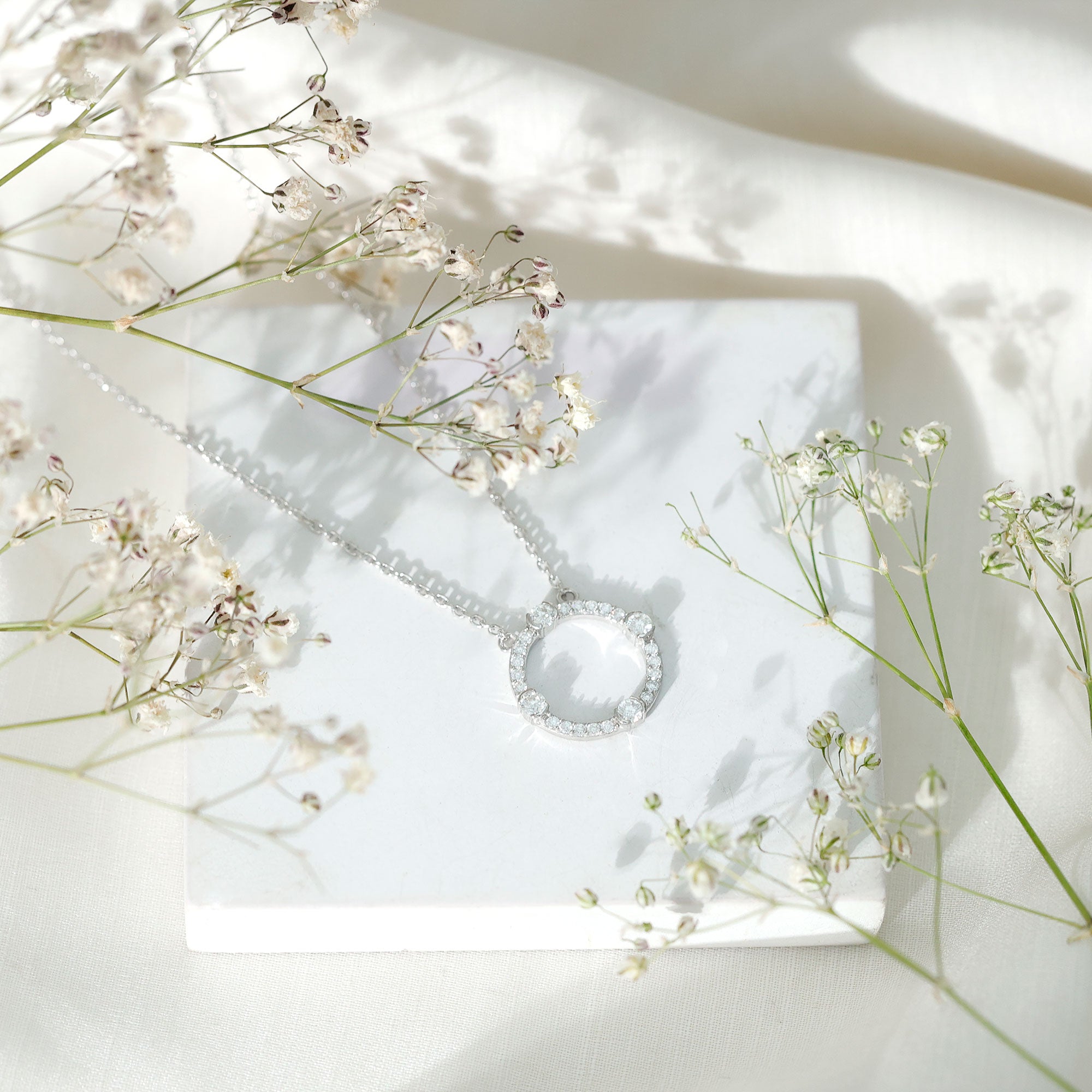 Sterling Silver Moissanite Eternity Necklace With Chain D-VS1 92.5 Sterling Silver - Rosec Jewels