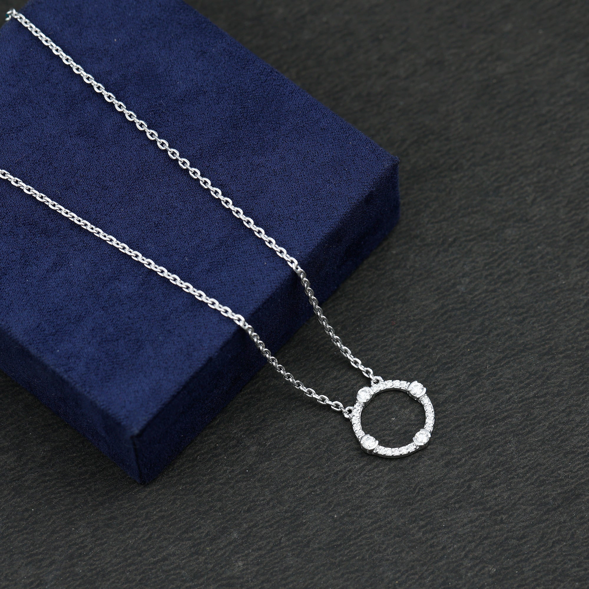 Sterling Silver Moissanite Eternity Necklace With Chain D-VS1 92.5 Sterling Silver - Rosec Jewels
