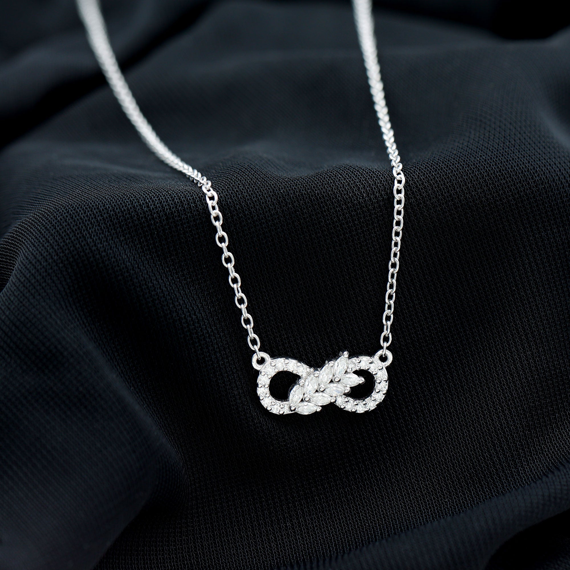 Certified Sterling Silver Moissanite Infinity Necklace D-VS1 92.5 Sterling Silver - Rosec Jewels