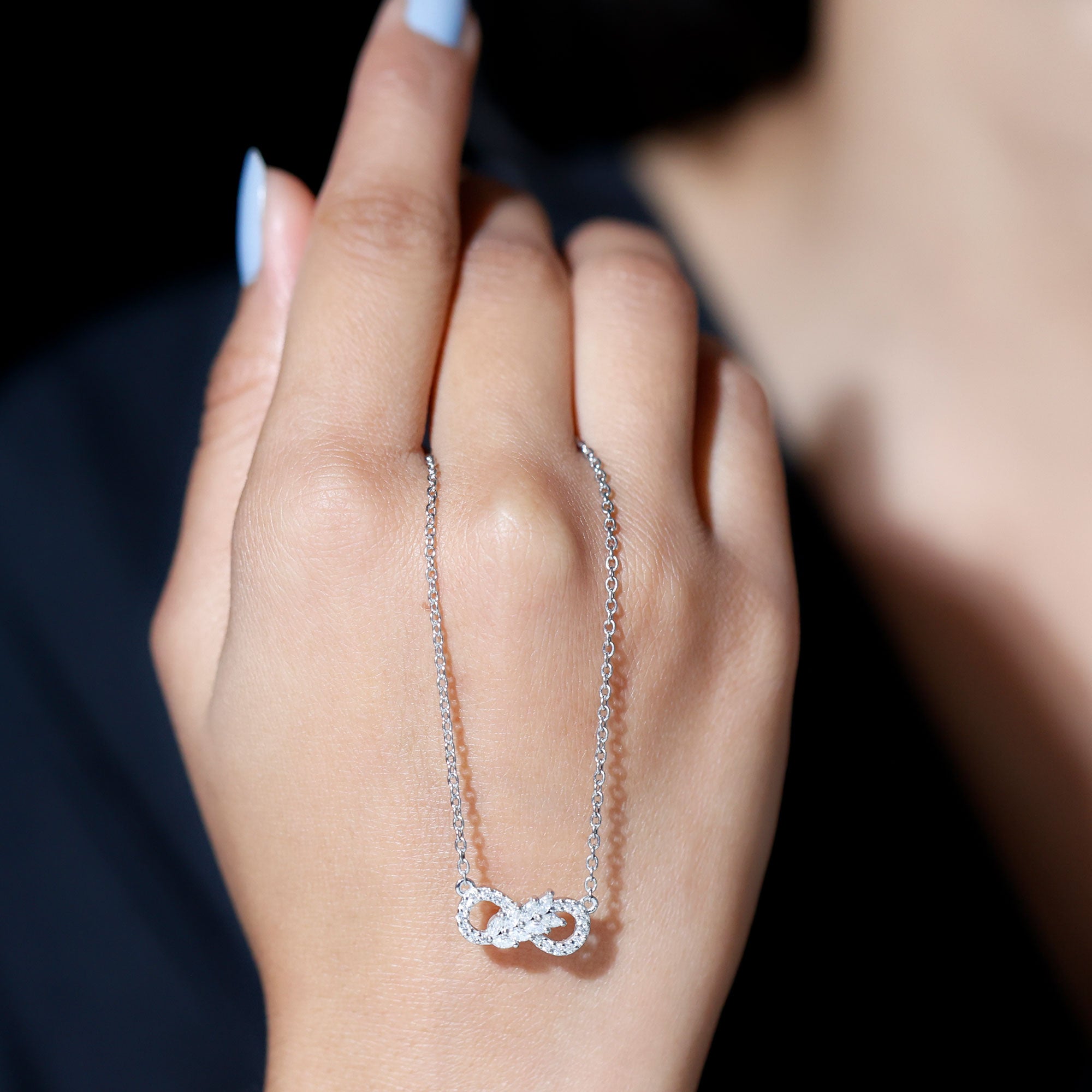 Certified Sterling Silver Moissanite Infinity Necklace D-VS1 92.5 Sterling Silver - Rosec Jewels