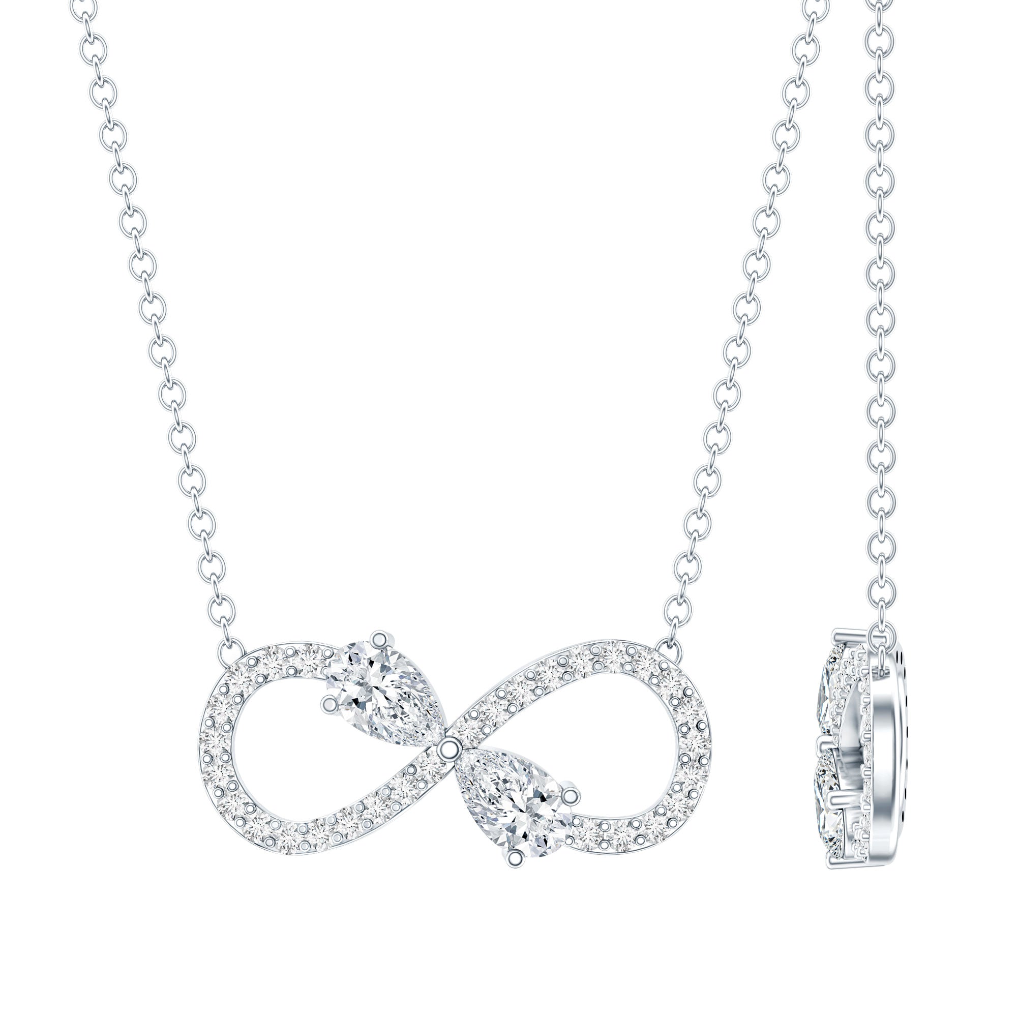 Certified Moissanite Forever Symbol Necklace for Women D-VS1 92.5 Sterling Silver - Rosec Jewels
