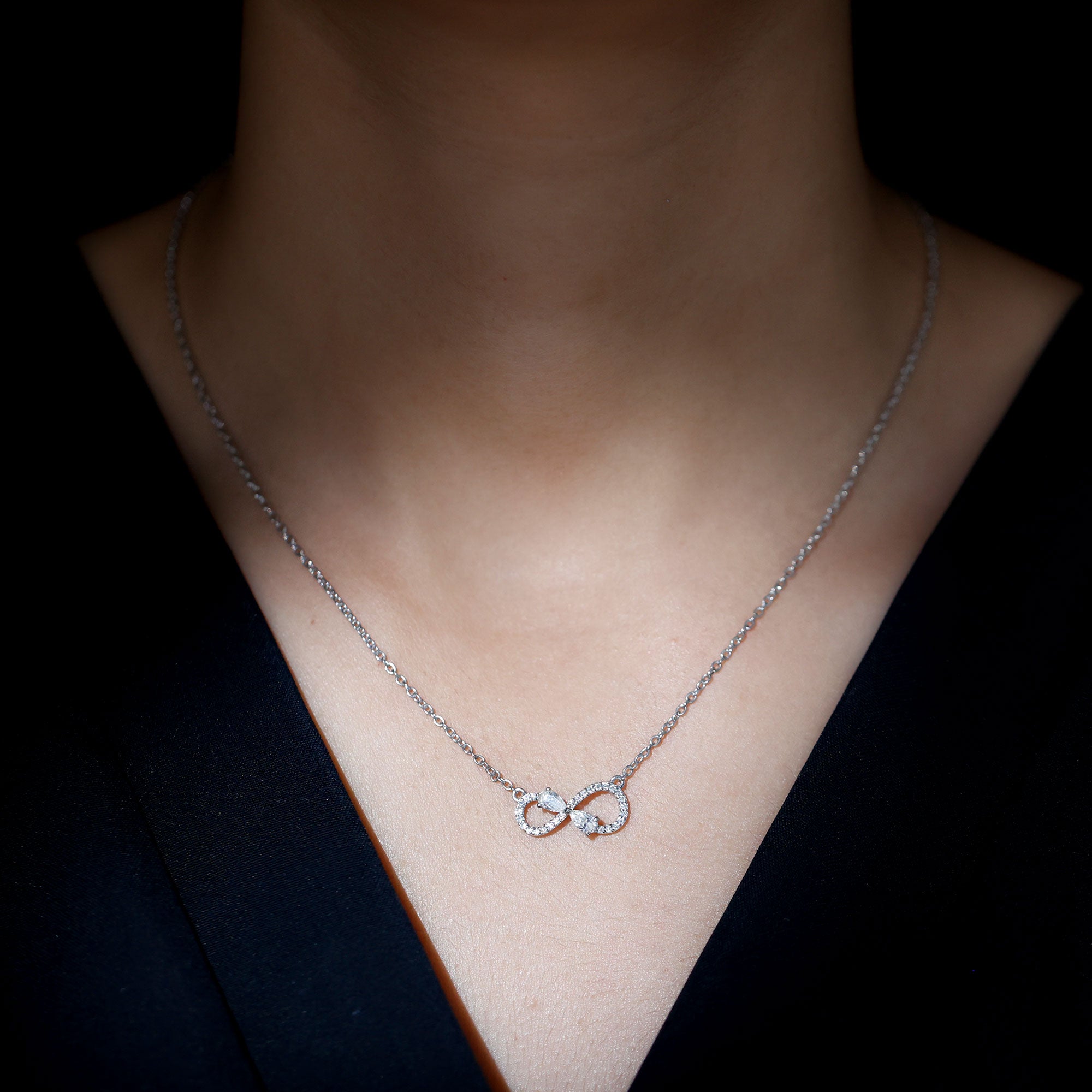 Certified Moissanite Forever Symbol Necklace for Women D-VS1 92.5 Sterling Silver - Rosec Jewels