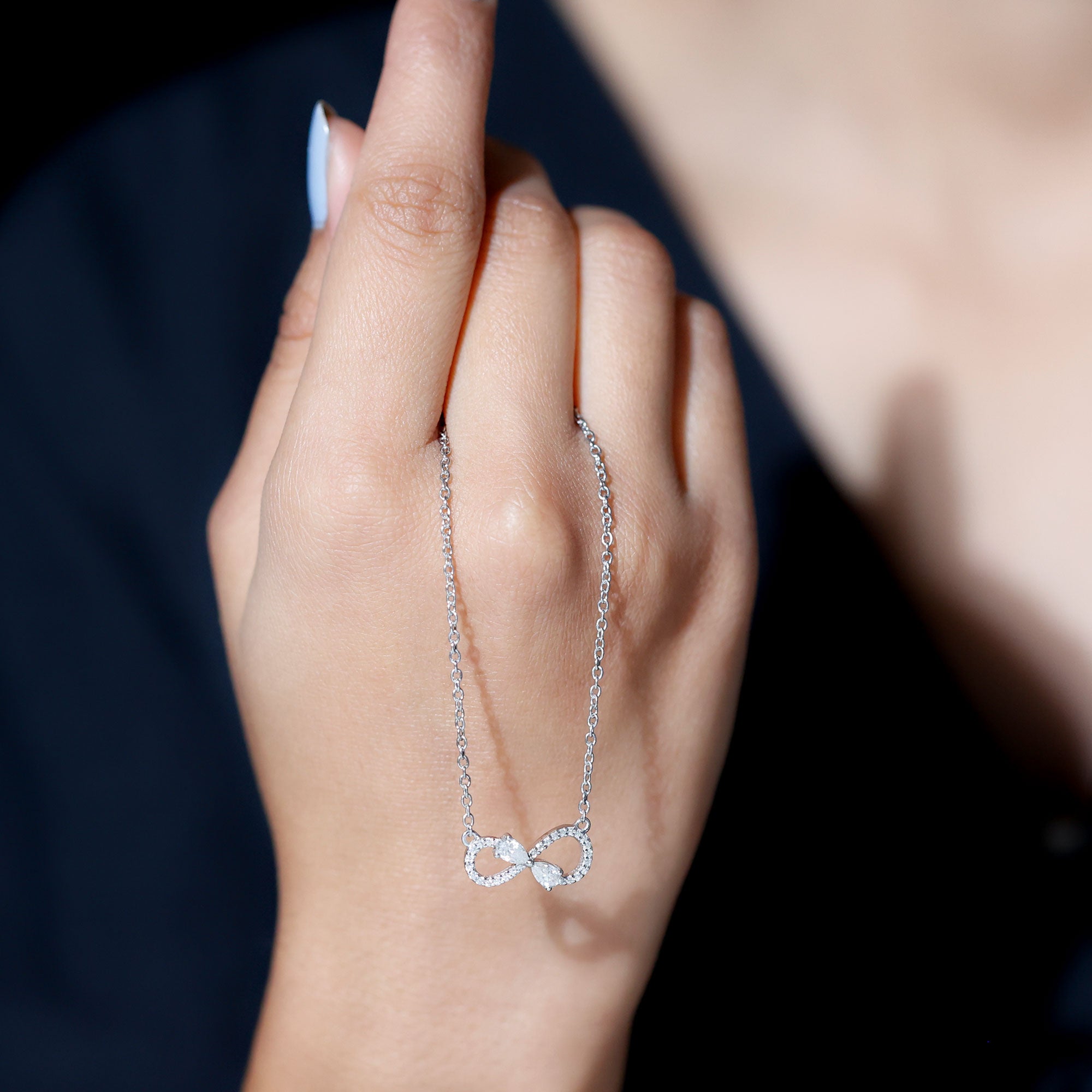 Certified Moissanite Forever Symbol Necklace for Women D-VS1 92.5 Sterling Silver - Rosec Jewels