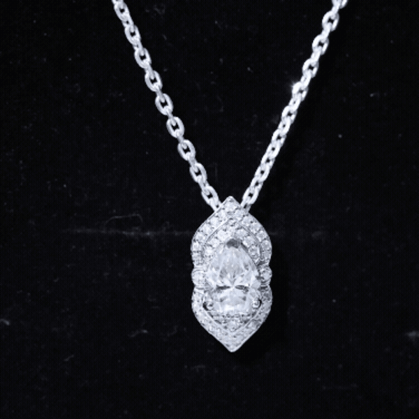 Certified 1.3 Carat Pear Cut Moissanite Vintage Necklace with Silver Chain D-VS1 92.5 Sterling Silver - Rosec Jewels
