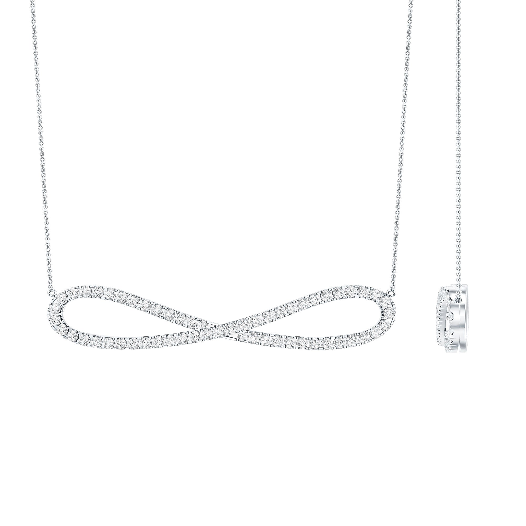 Diamond Sideway Infinity Pendant Necklace Natural - ( HI-SI ) - Rosec Jewels