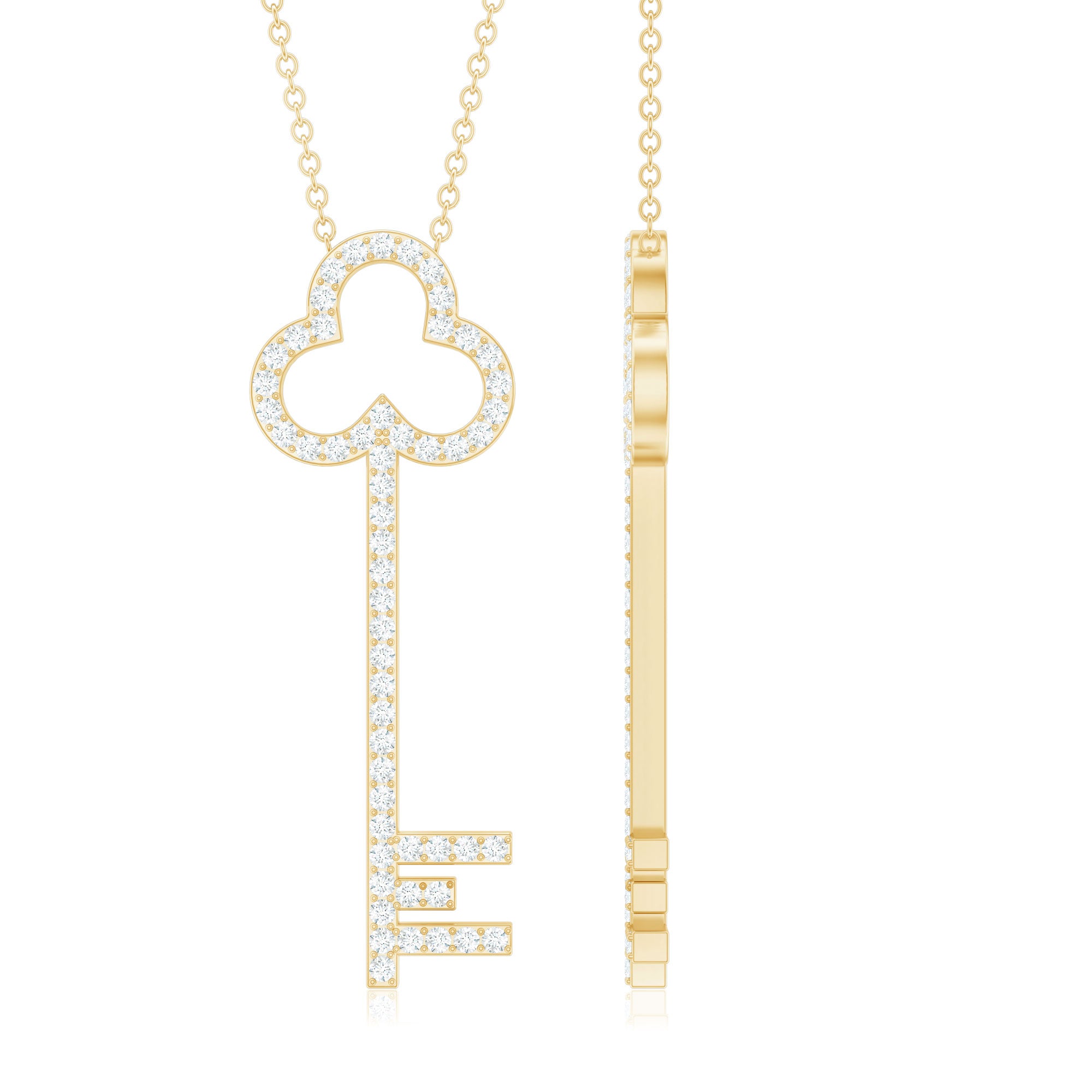 Certified Moissanite Key Pendant Necklace D-VS1 - Rosec Jewels