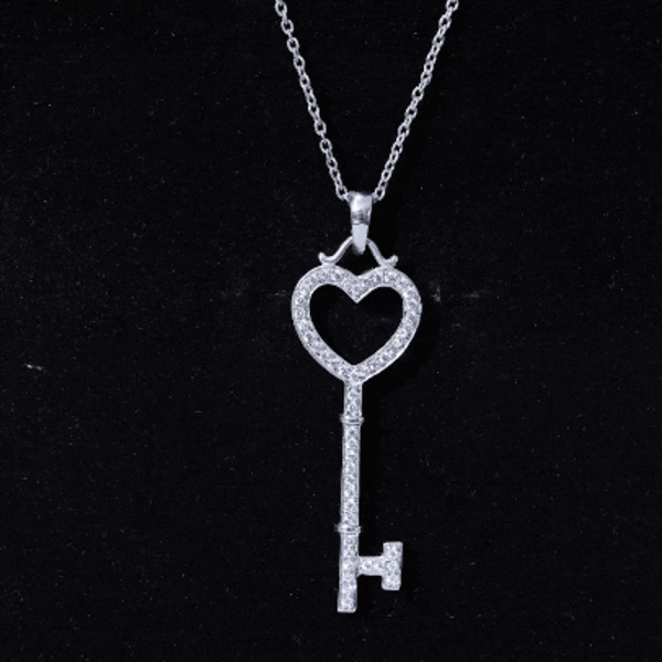 Certified Moissanite Key to My Heart Necklace D-VS1 - Rosec Jewels