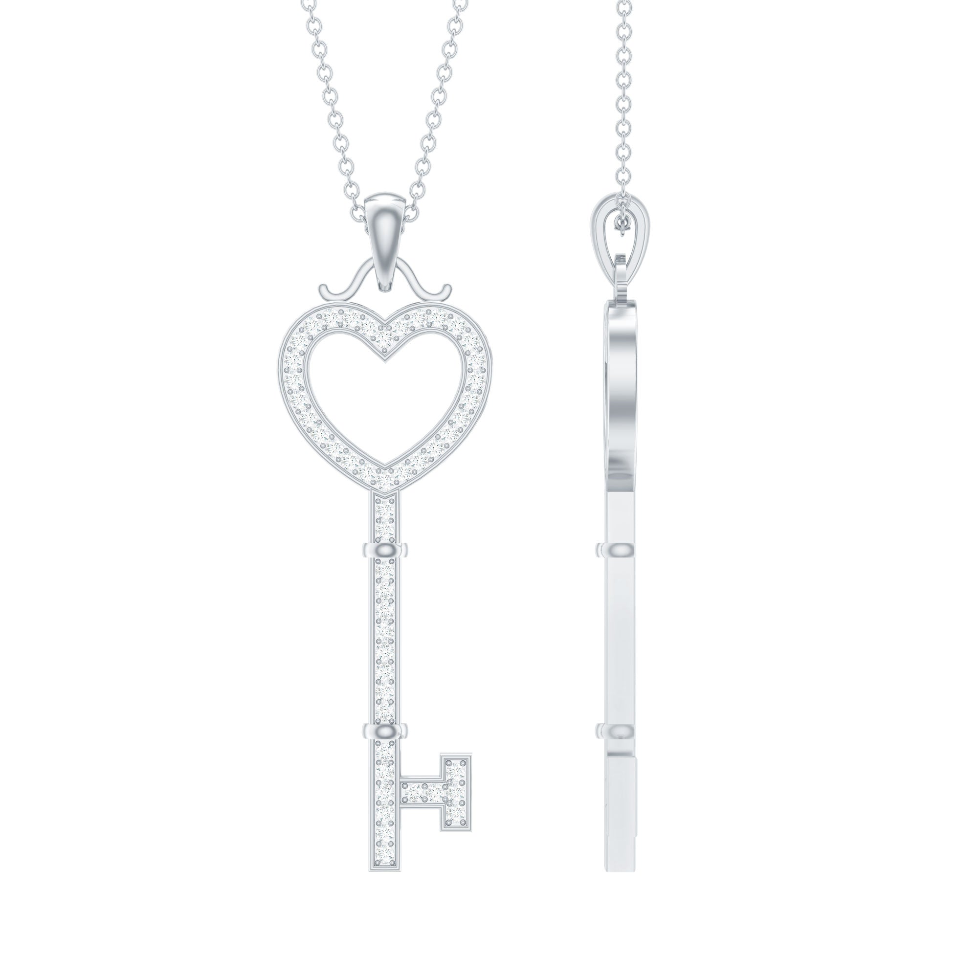 Certified Moissanite Key to My Heart Necklace D-VS1 - Rosec Jewels