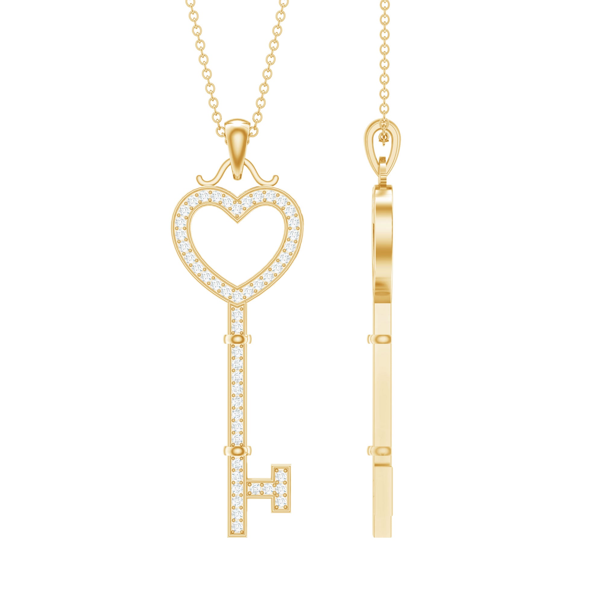 Certified Moissanite Key to My Heart Necklace D-VS1 - Rosec Jewels