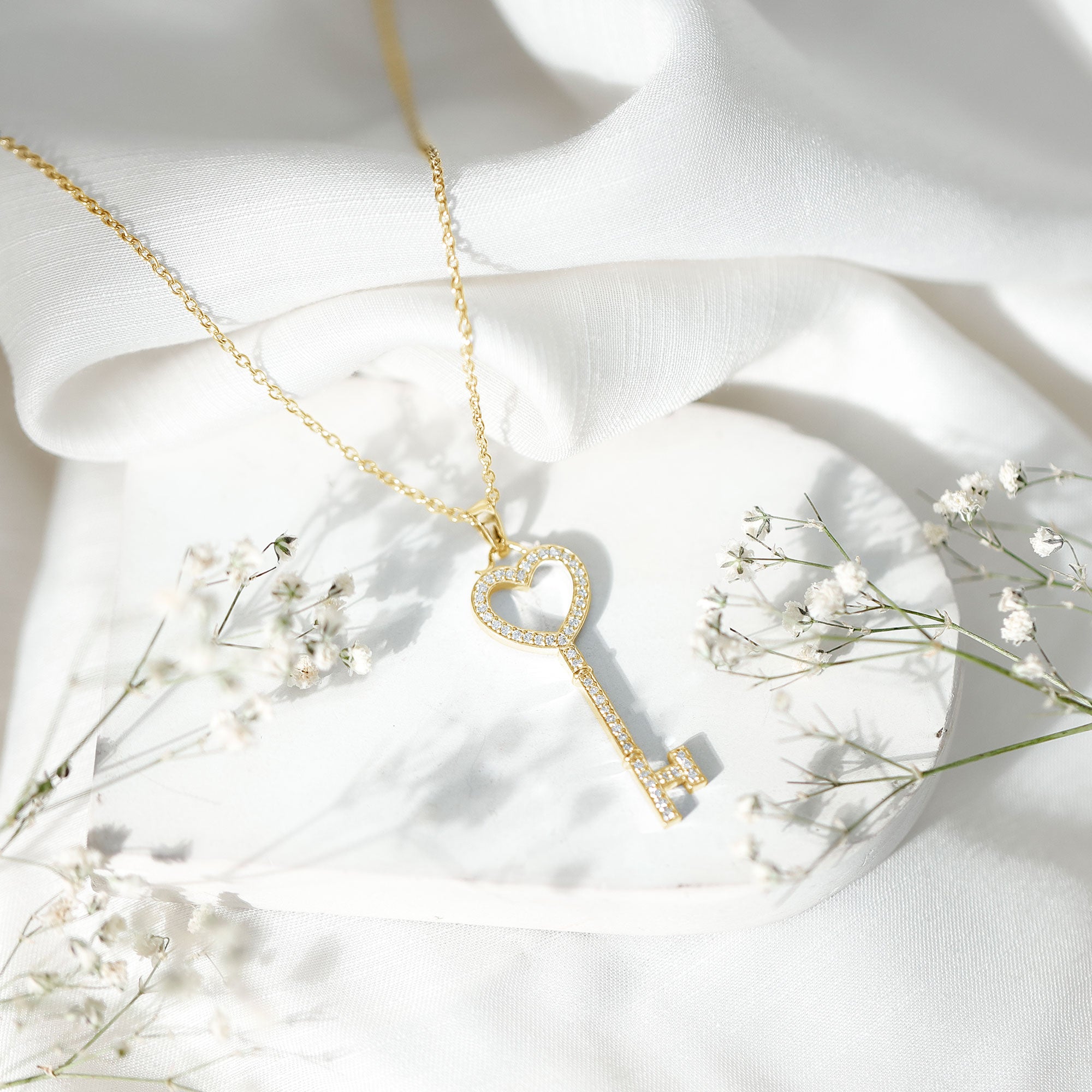 Certified Moissanite Key to My Heart Necklace D-VS1 - Rosec Jewels