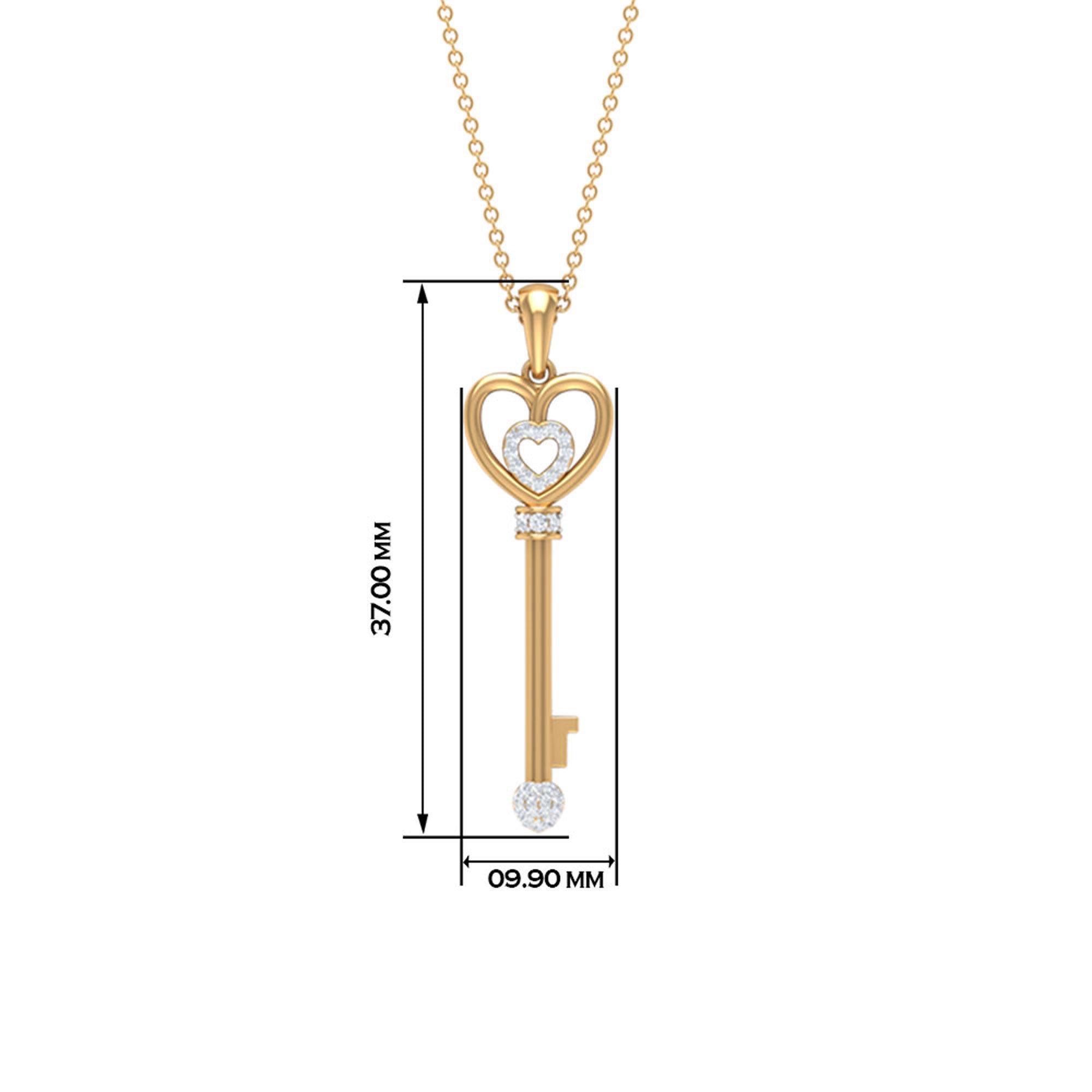 Vintage Style Diamond Key Necklace For Women Natural - ( HI-SI ) - Rosec Jewels
