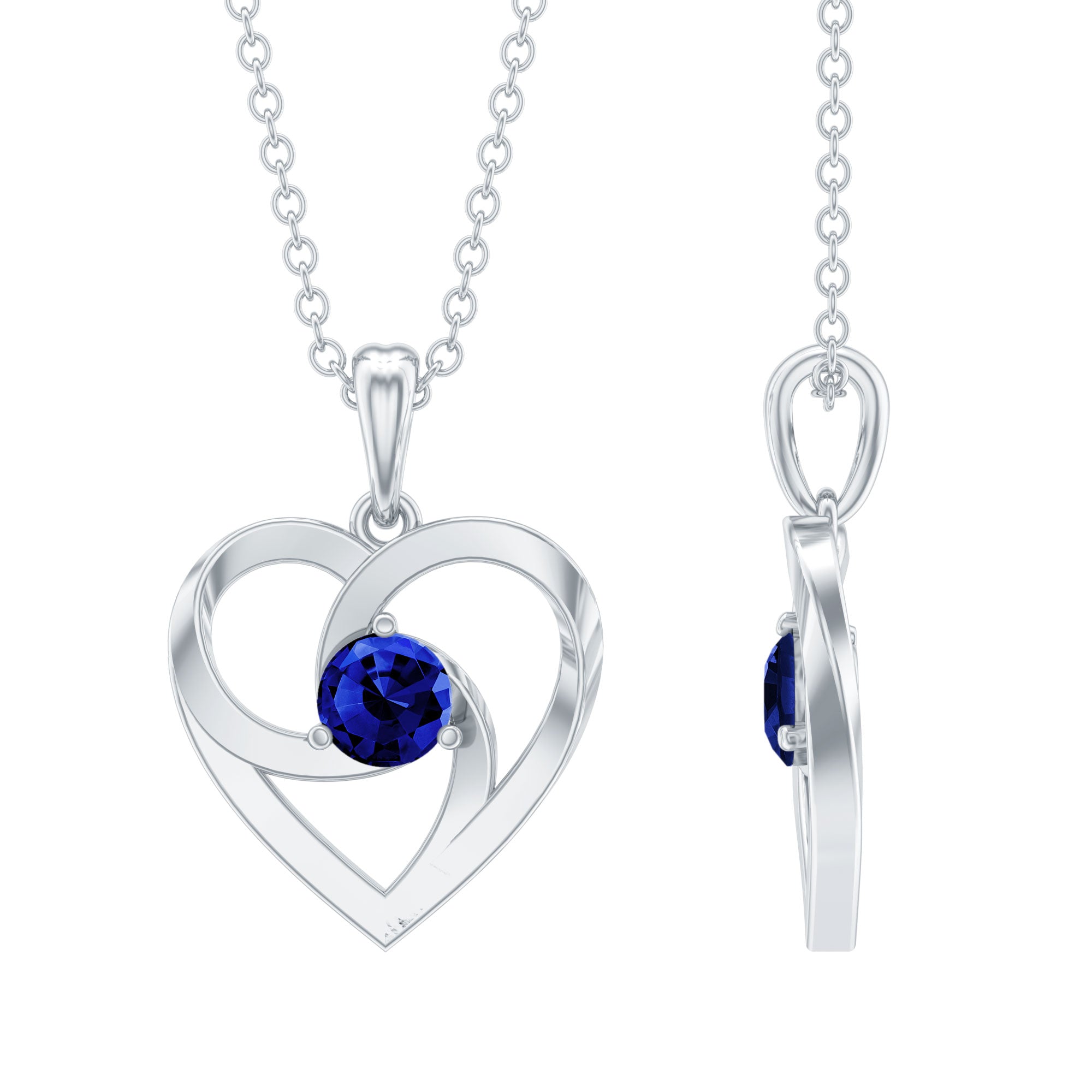 1/4 CT Minimal Heart Necklace with Diffused Sapphire