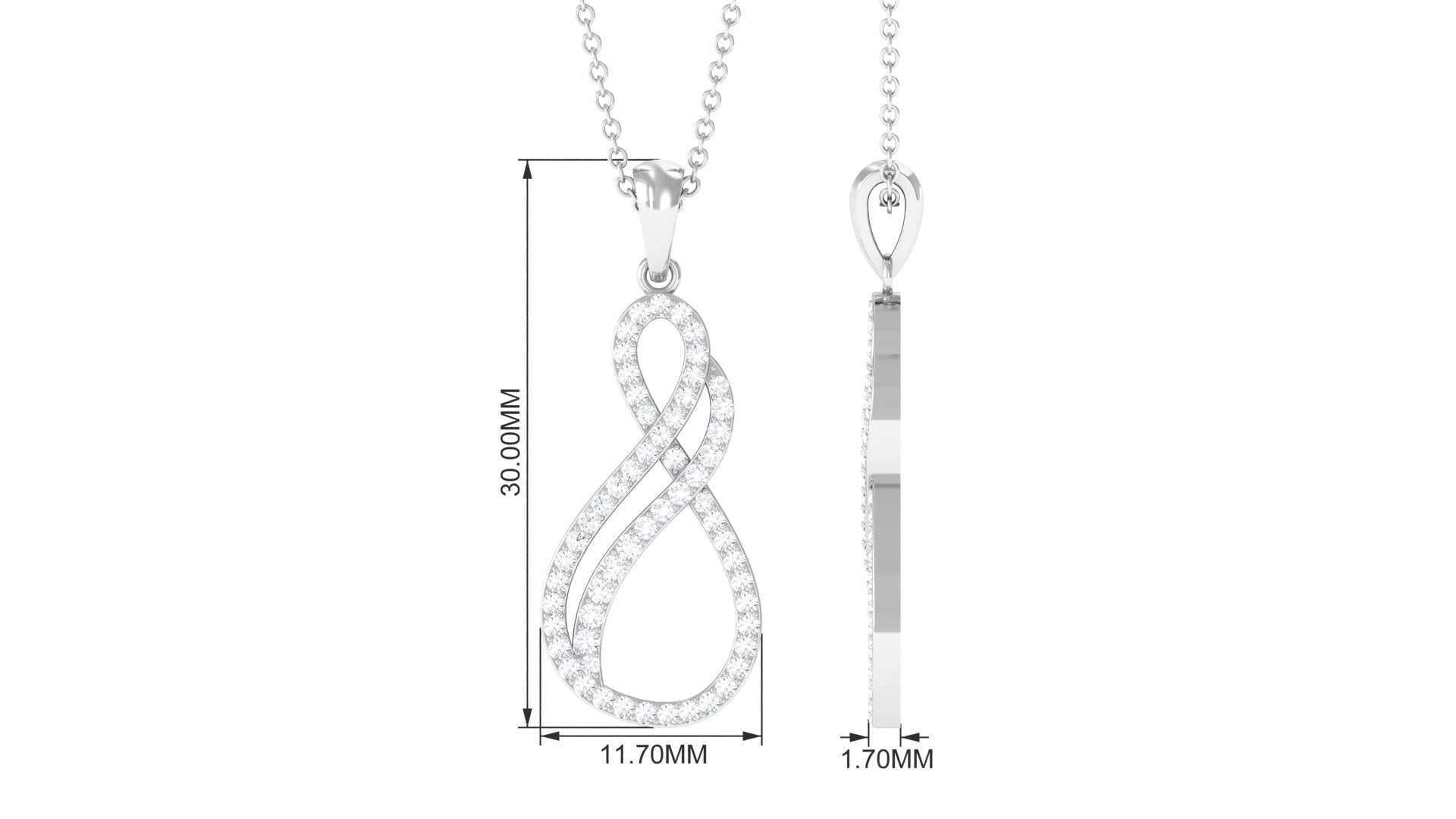 Rosec Jewels-Minimal Diamond Infinity Pendant in Pave Setting