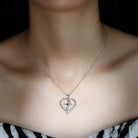 Natural Blue Sapphire Heart Cross Necklace for Women - Rosec Jewels