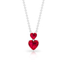 Twi Heart Natural Ruby Pendant Necklace Ruby - ( AAA ) - Quality - Rosec Jewels