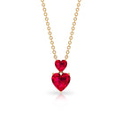 Twi Heart Natural Ruby Pendant Necklace Ruby - ( AAA ) - Quality - Rosec Jewels