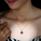 2.25 CT Art Deco Created Ruby Solitaire Necklace Lab Created Ruby - ( AAAA ) - Quality - Rosec Jewels