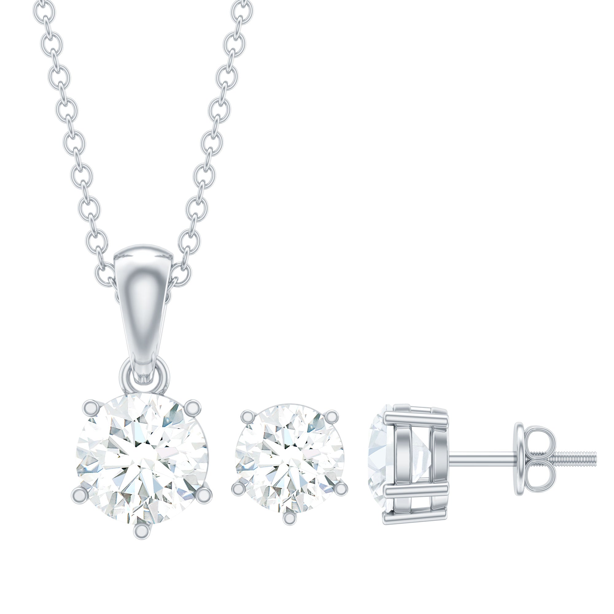 2 CT Round Shape Moissanite Solitaire Jewelry Set D-VS1 - Rosec Jewels