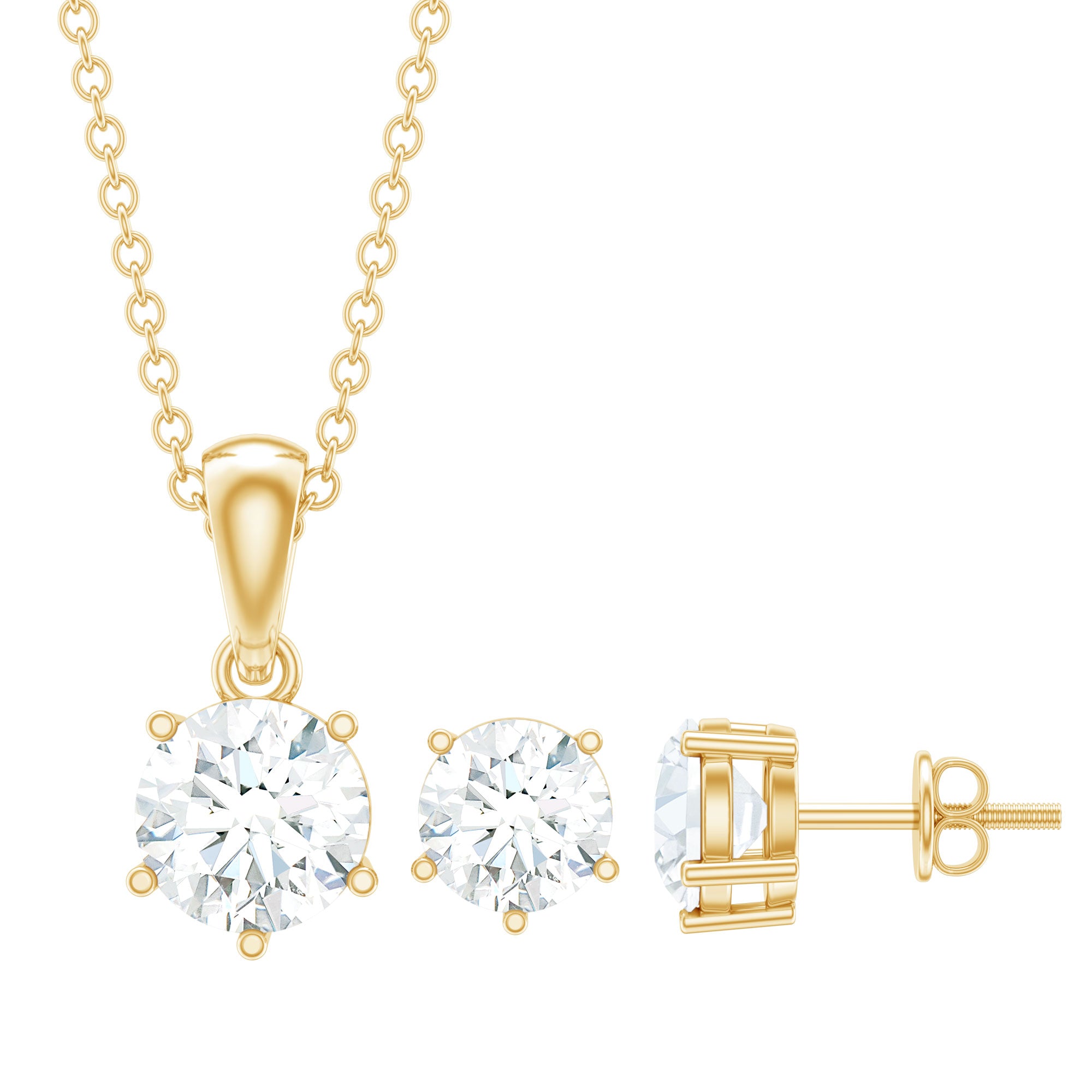 2 CT Round Shape Moissanite Solitaire Jewelry Set D-VS1 - Rosec Jewels