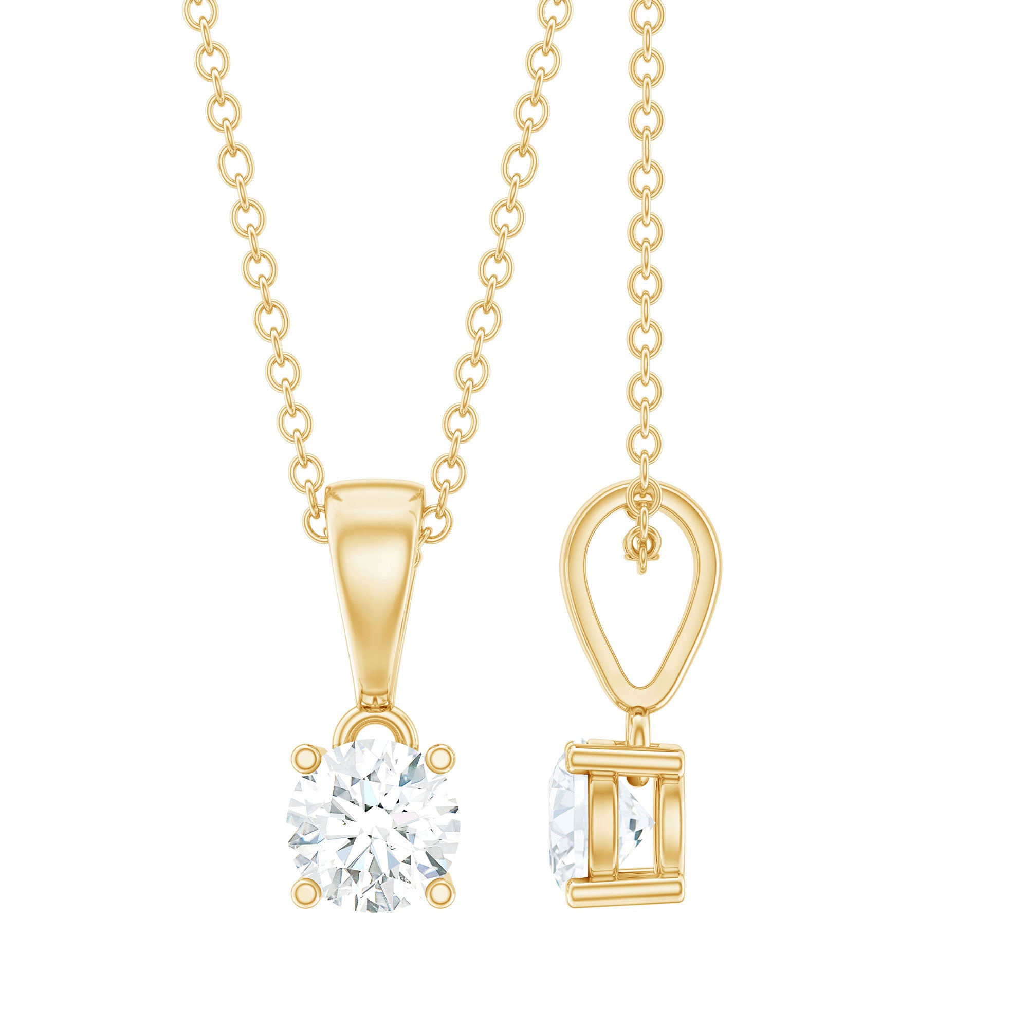 Round Brilliant Cut 5 MM Lab Diamond Solitaire Necklace for Women Lab - ( EF-VS ) - Rosec Jewels
