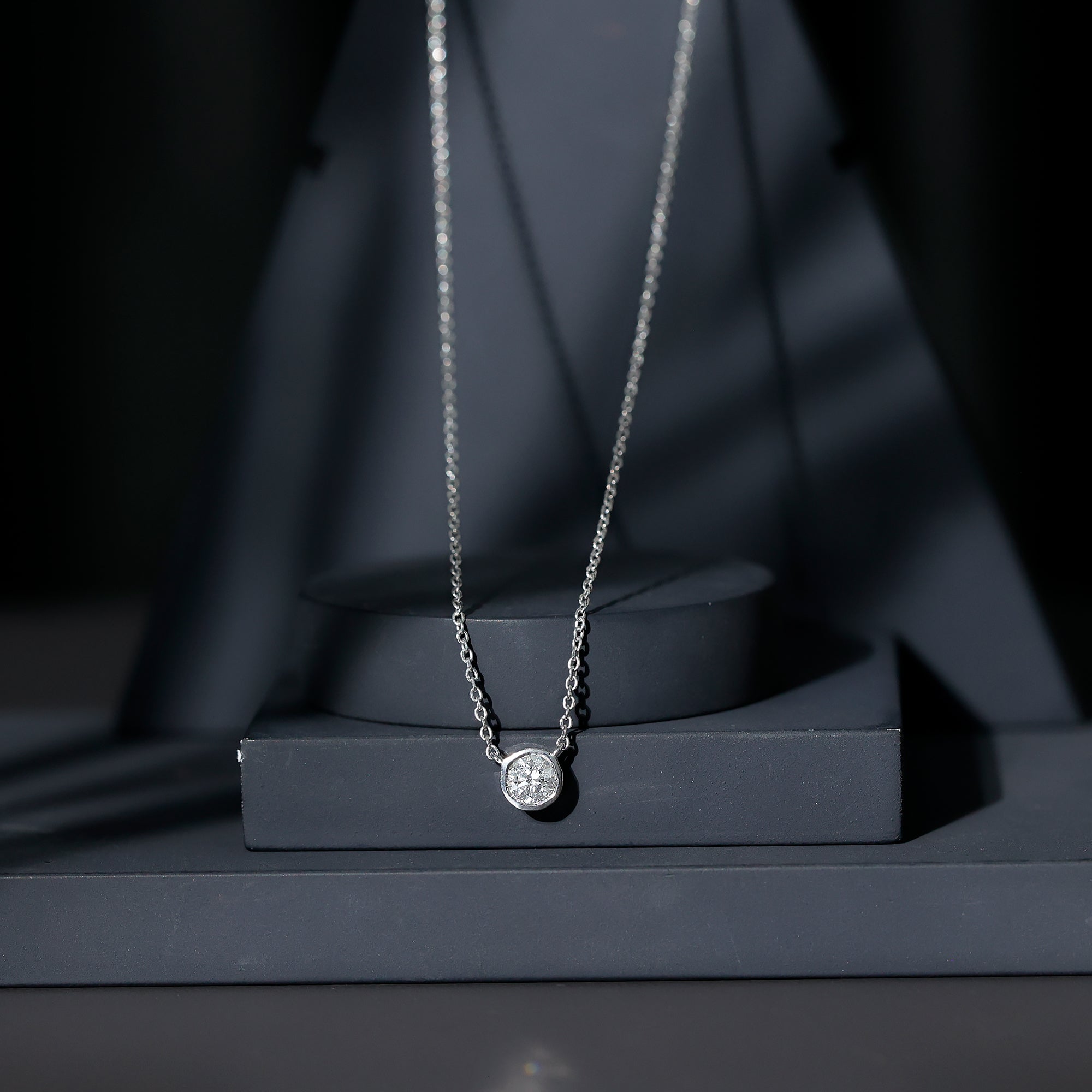 Half Carat Lab Grown Diamond Solitaire Necklace in Sterling Silver Lab - ( EF-VS ) 92.5 Sterling Silver - Rosec Jewels