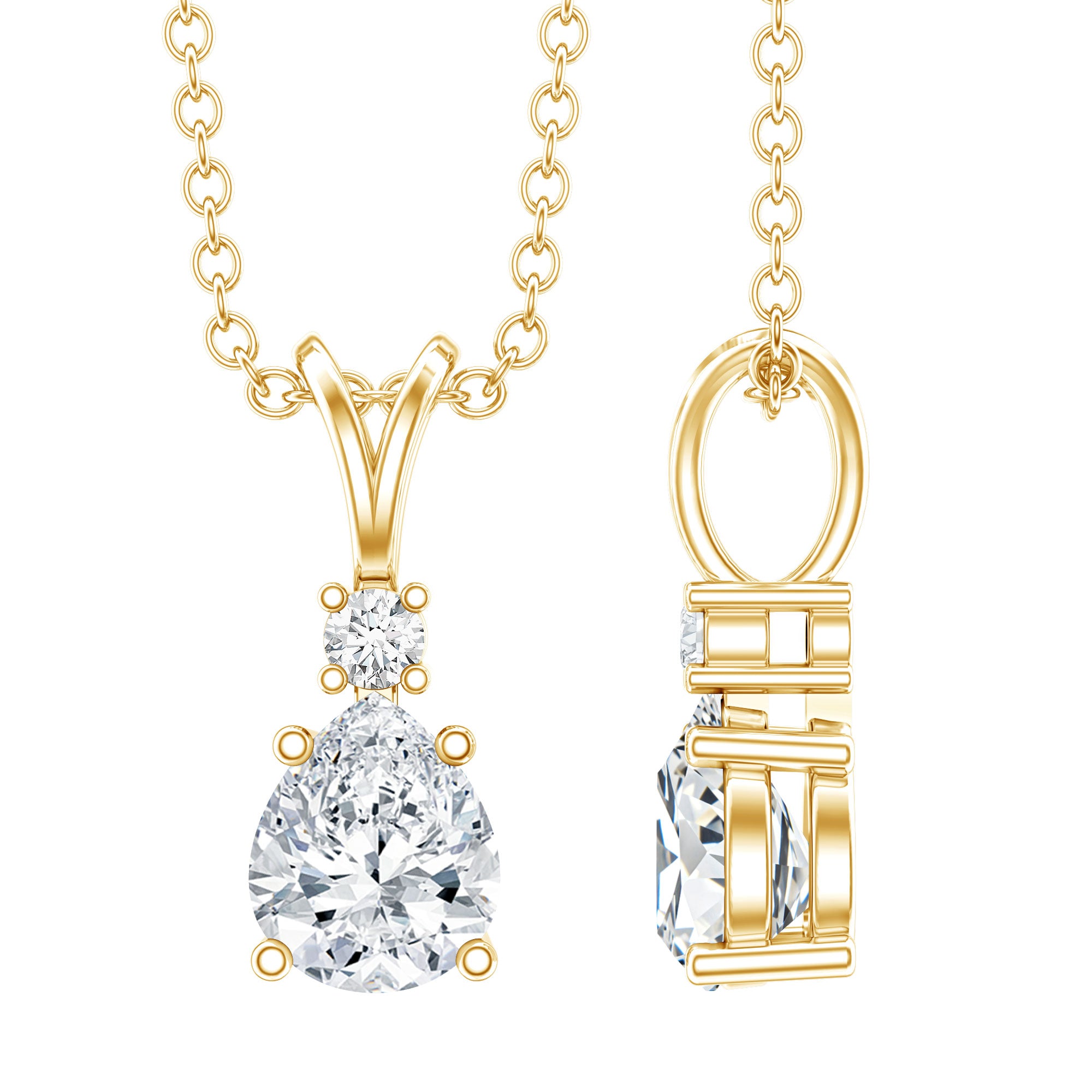 6X5 MM Lab Grown Diamond Teardrop Pendant Necklace Lab - ( EF-VS ) - Rosec Jewels