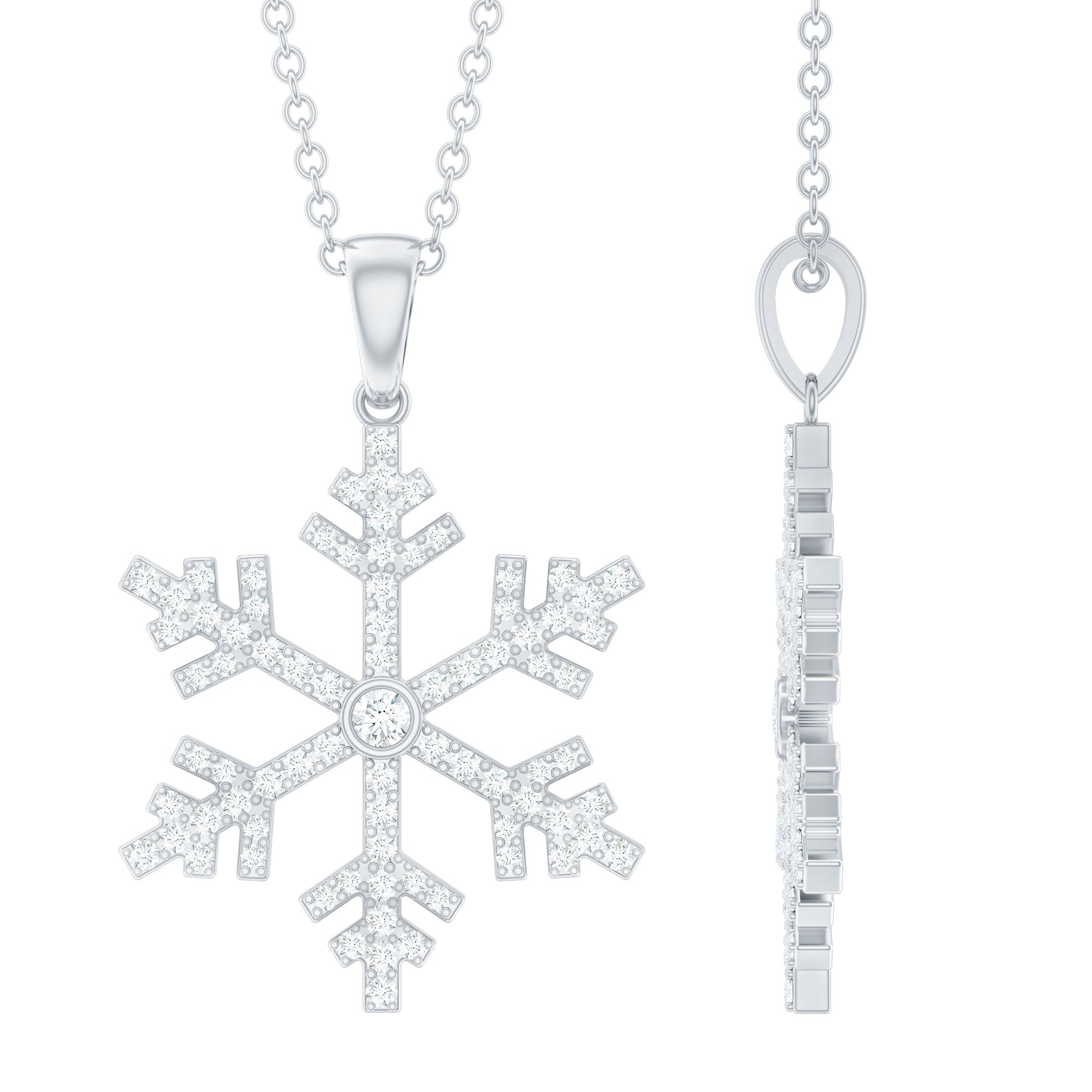 Genuine Diamond Snowflake Pendant for Women