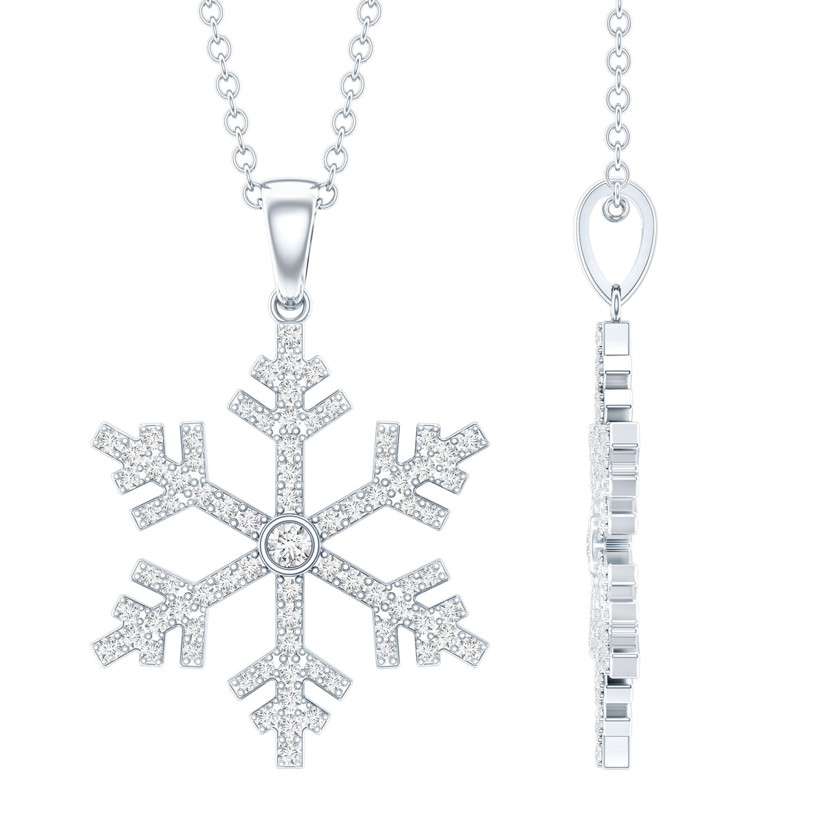 Genuine Diamond Snowflake Pendant for Women Natural - ( HI-SI ) - Rosec Jewels