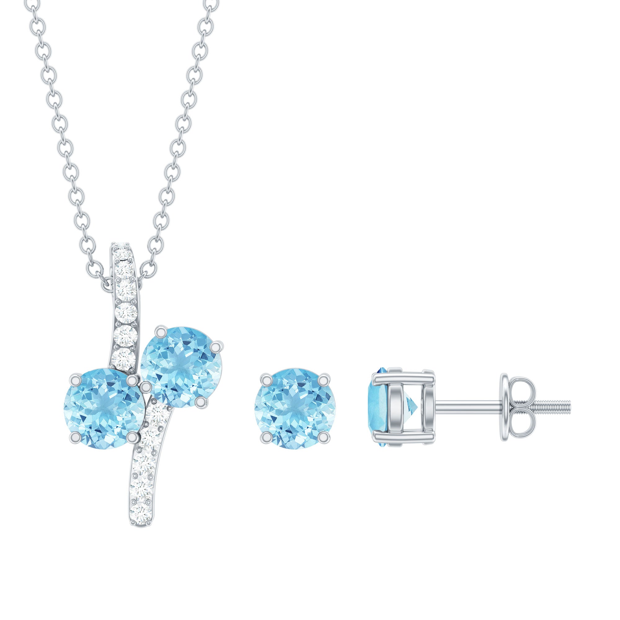 Aquamarine Bridal Jewelry Set with Diamond Accent