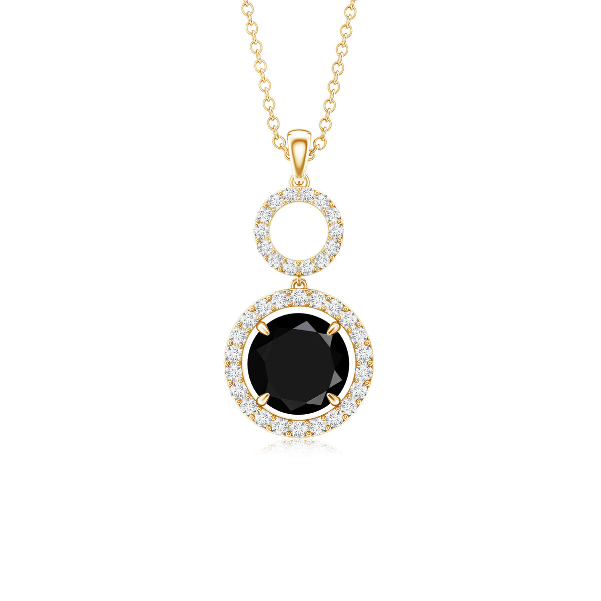 Real 2.6 Carat Black Spinel Drop Pendant Necklace with Diamond AAA - Rosec Jewels